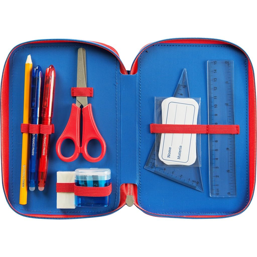 Clondo Astuccio 3 Scomparti Riempito Bambino, Per Super Mario Fan Bambini, 45 Accessori Scuola, 3 Zip, Set Cancelleria