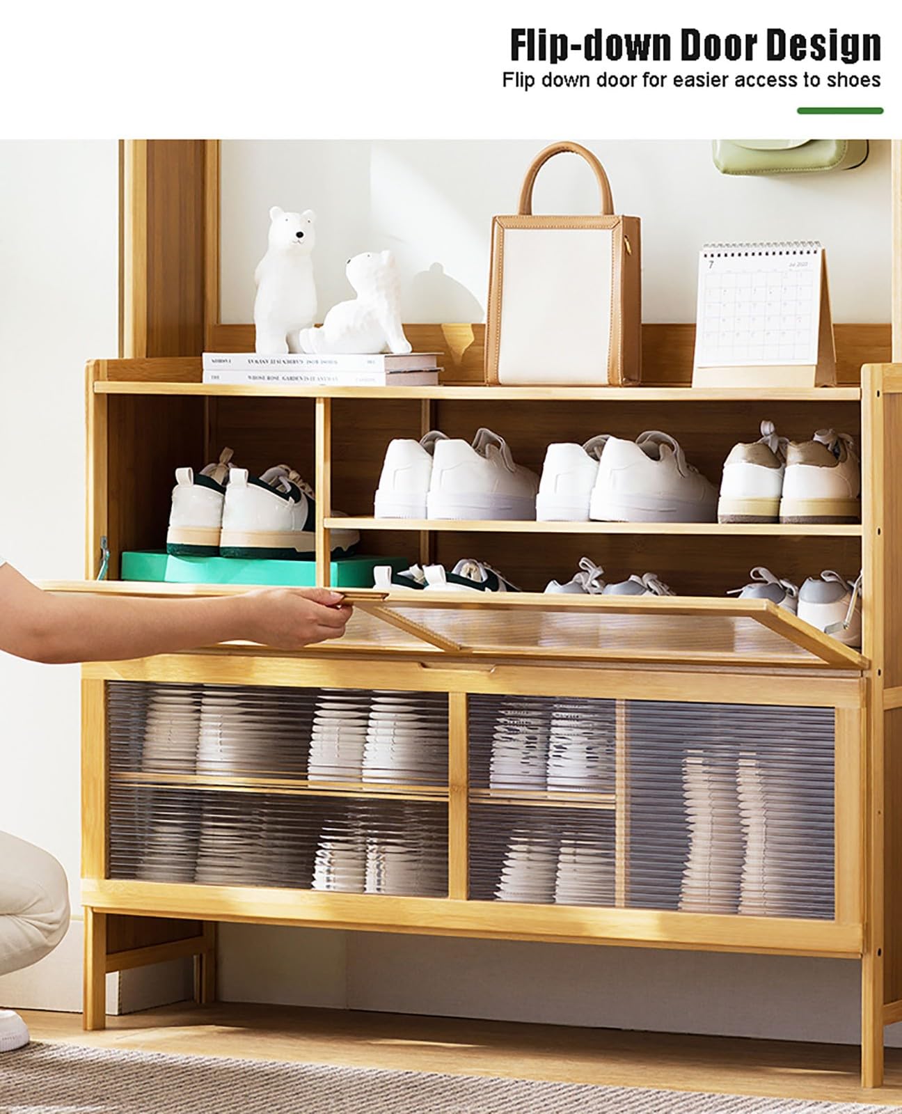 Generico Appendiabiti 3 in 1 con portascarpe e mobiletto per Ingresso, corridoio e Soggiorno - Elegante Organizer con Ganci e Ripiani per l'arredamento della casa