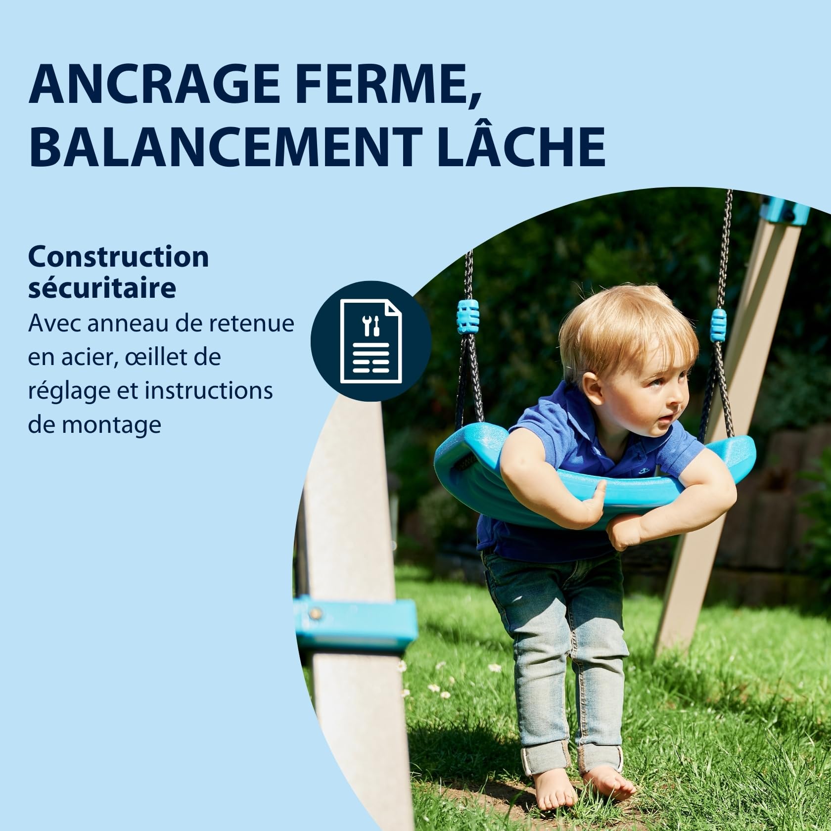 HUDORA Balancoire en Planche Bleue - Siège de balançoire pour Enfants en Caoutchouc pour l'extérieur - Balancoire avec Cordes réglables en Hauteur - Planche à Balancer pour Enfants jusqu'à 50 kg