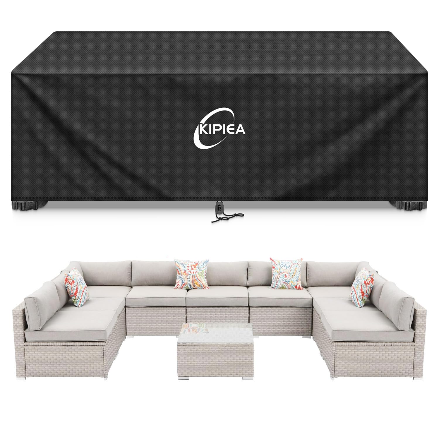 Kipiea Patio Furniture Covers Waterproof Winter, Heavy-Duty 420D Outdoor Patio Table Set Covers, Rectangular Outdoor Sectional Couch Covers (78" L x 58" W x 28" H) — view 23