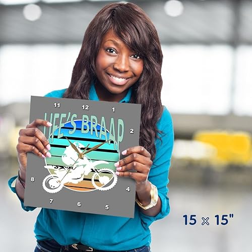 Miniatura 5 de 3dRose Wall Clock Silent - 15 inch - Lifes Braap Dirt Bike Retro Moto Riding Style - Vector Art - Dirtbike Motocross Humor