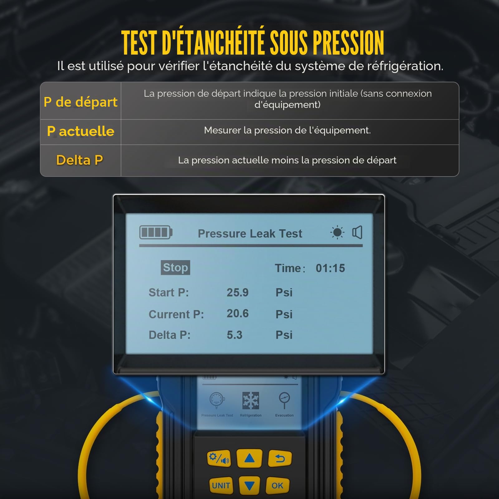 HVAC Manifold Ensemble de jauges numériques avec 3 pantalons HVAC 95 Refrigerant Kit pressure Leak Test Program Control System Various Units