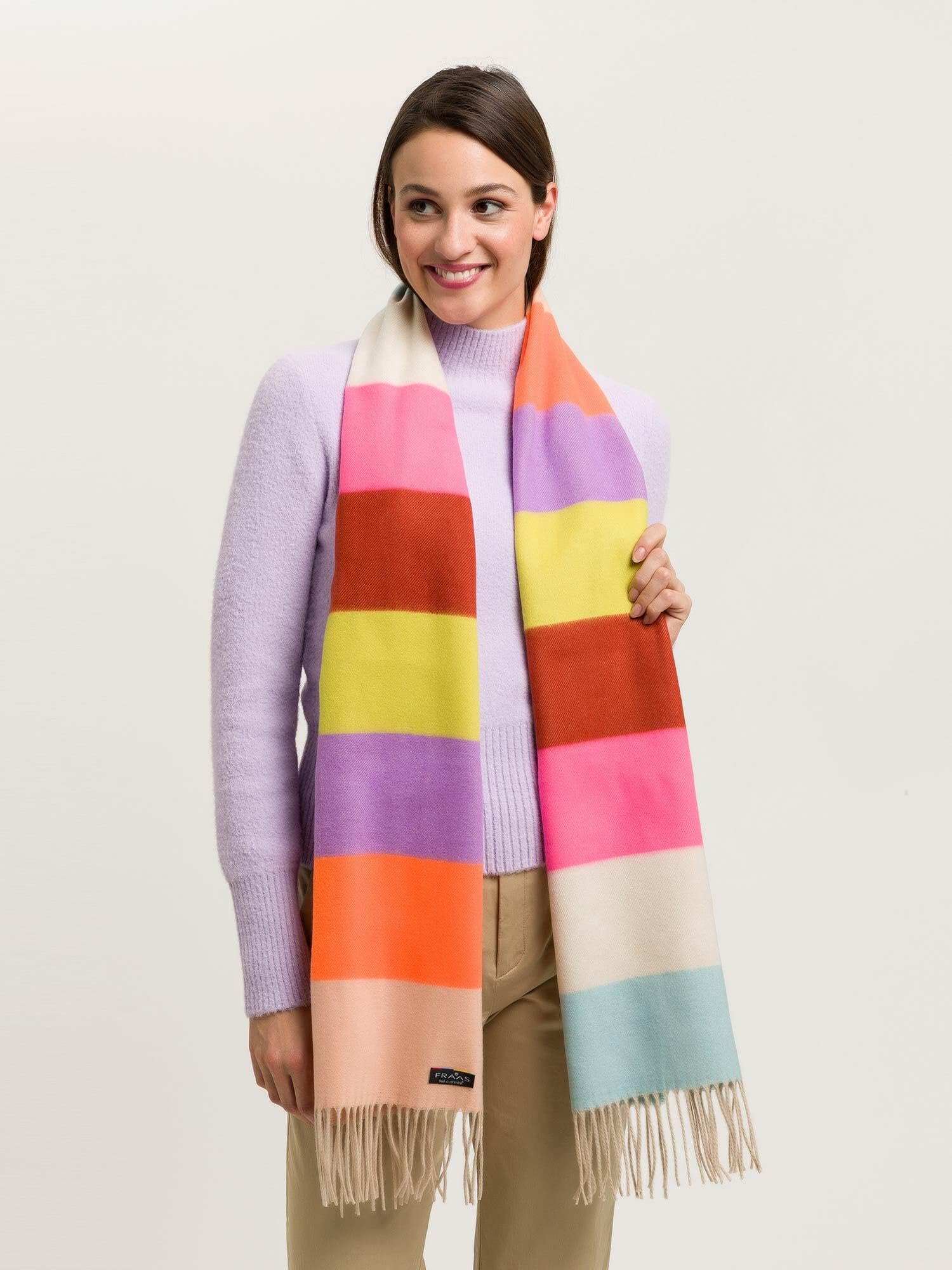 FRAAS Cashmink Schal 44 x 200 cm - Weicher als Kaschmir - Made in Germany - Schal mitbunten Streifen für Damen - Perfekt für Herbst und Winter Multicolor