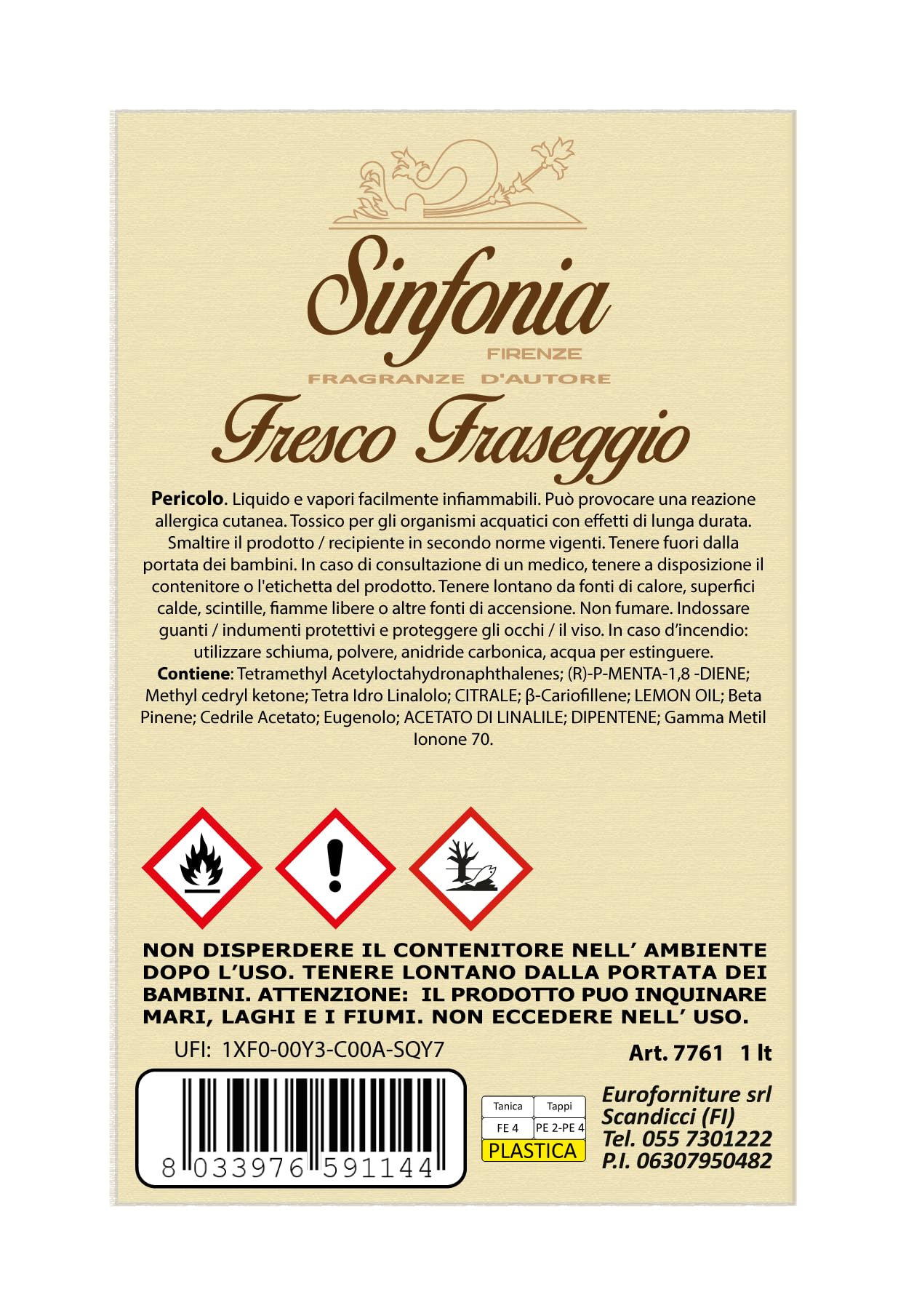 SINFONIA - Profumi D'Ambiente Ricarica (1Lt, Fresco Fraseggio)