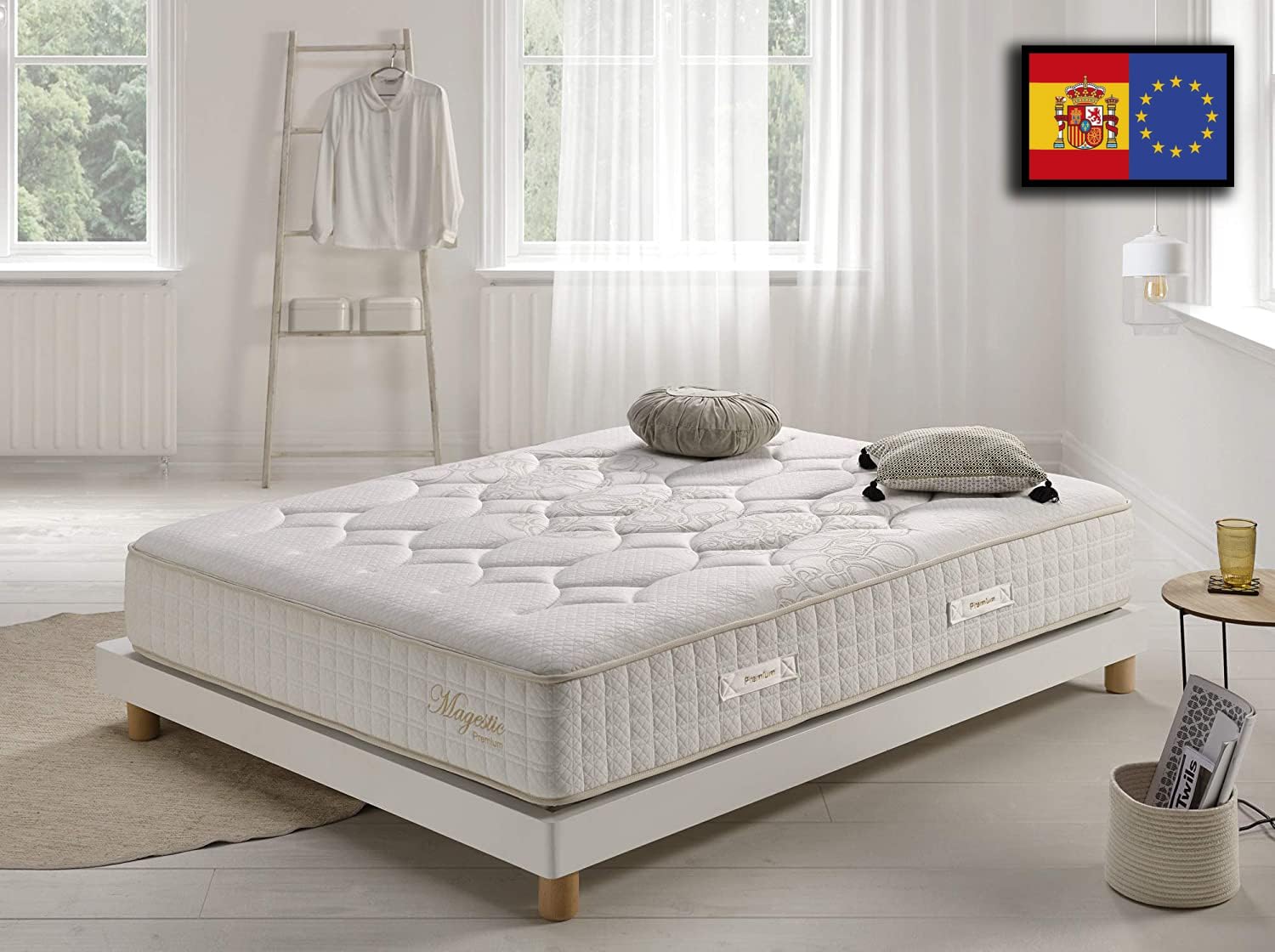 Simpur, Colchón 150x190 cm, Altura 30cm, Muelles Ensacados Magestic, Altura 30cm, Firmeza 7,5/10, Viscoelástica, Independencia de Lechos, Ortopédico, Descanso Recomendado para Airbnb Booking