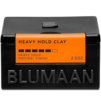 BLUMAAN Heavy Hold Clay - Mens Extra Strong Hold Hair Clay Creates Texture and Volume 2.5 oz - Natural Matte Finish with Organic Oils - Controls Coarse,Thick, Unruly Hair