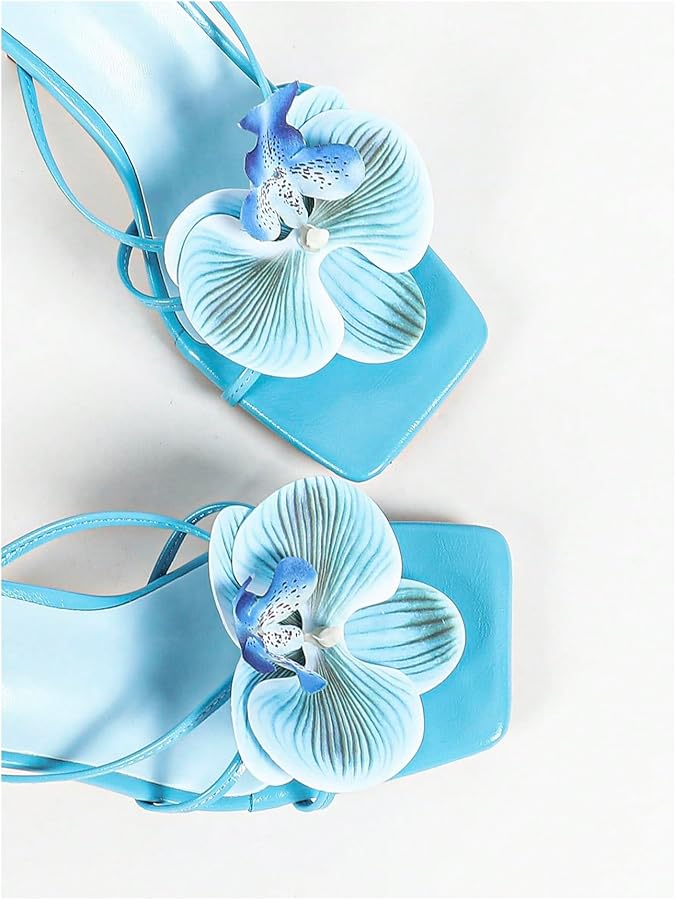 Amazon.com | MakeMeChic Women's Open Toe Floral Kitten Heels