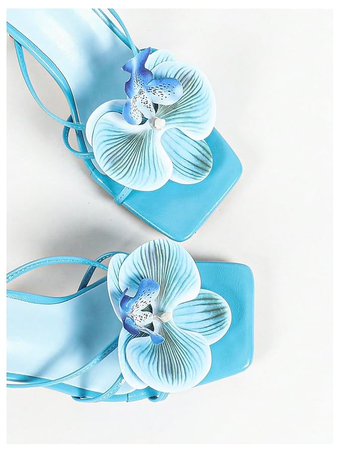 Amazon.com | MakeMeChic Women's Open Toe Floral Kitten Heels