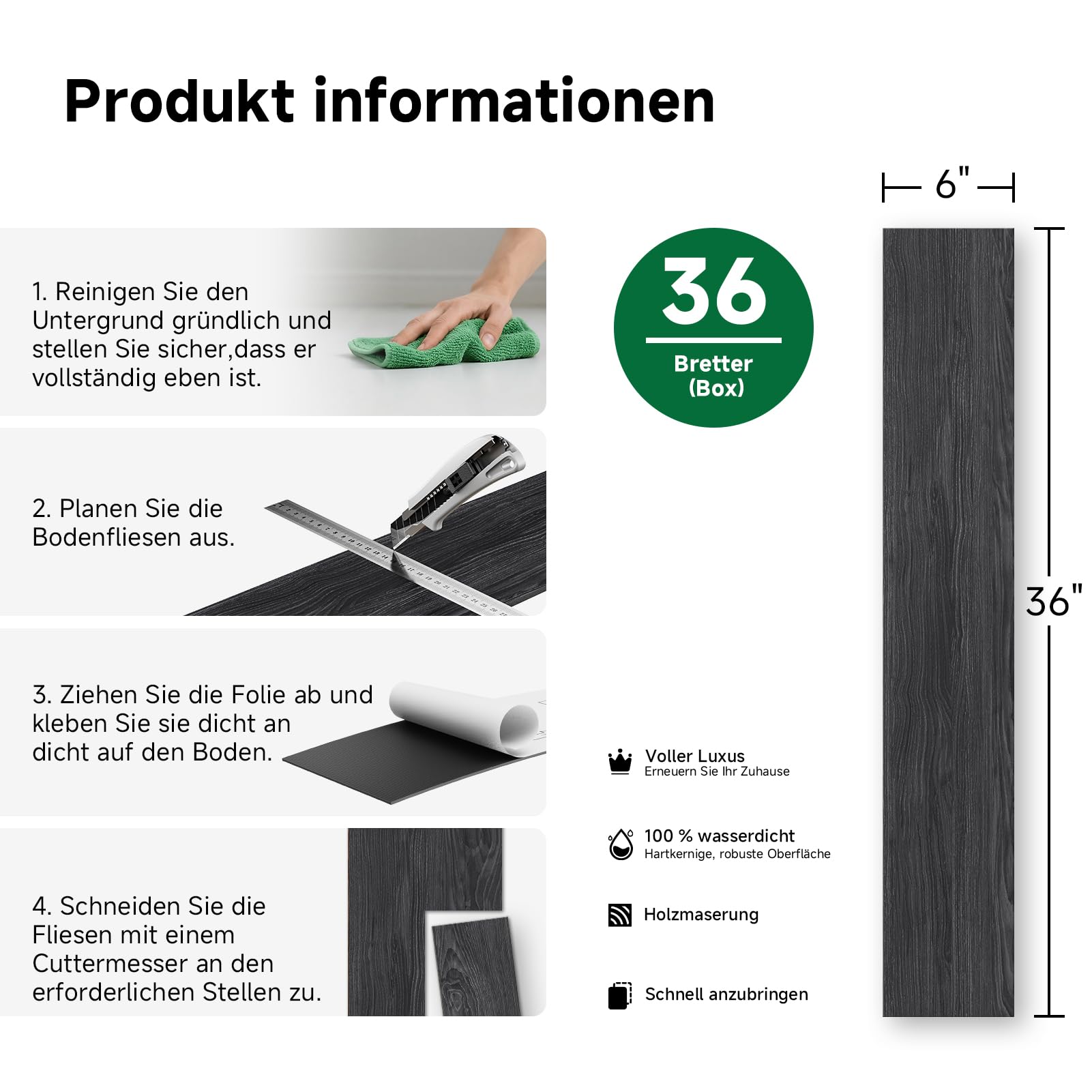 Vinyl Flooring Self-Adhesive Floor Peel and Stick Floor Tiles 2.0mm Thick Waterproof for Living Room Bedroom Bathroom Kitchen (5.02m²,Seared Oak)