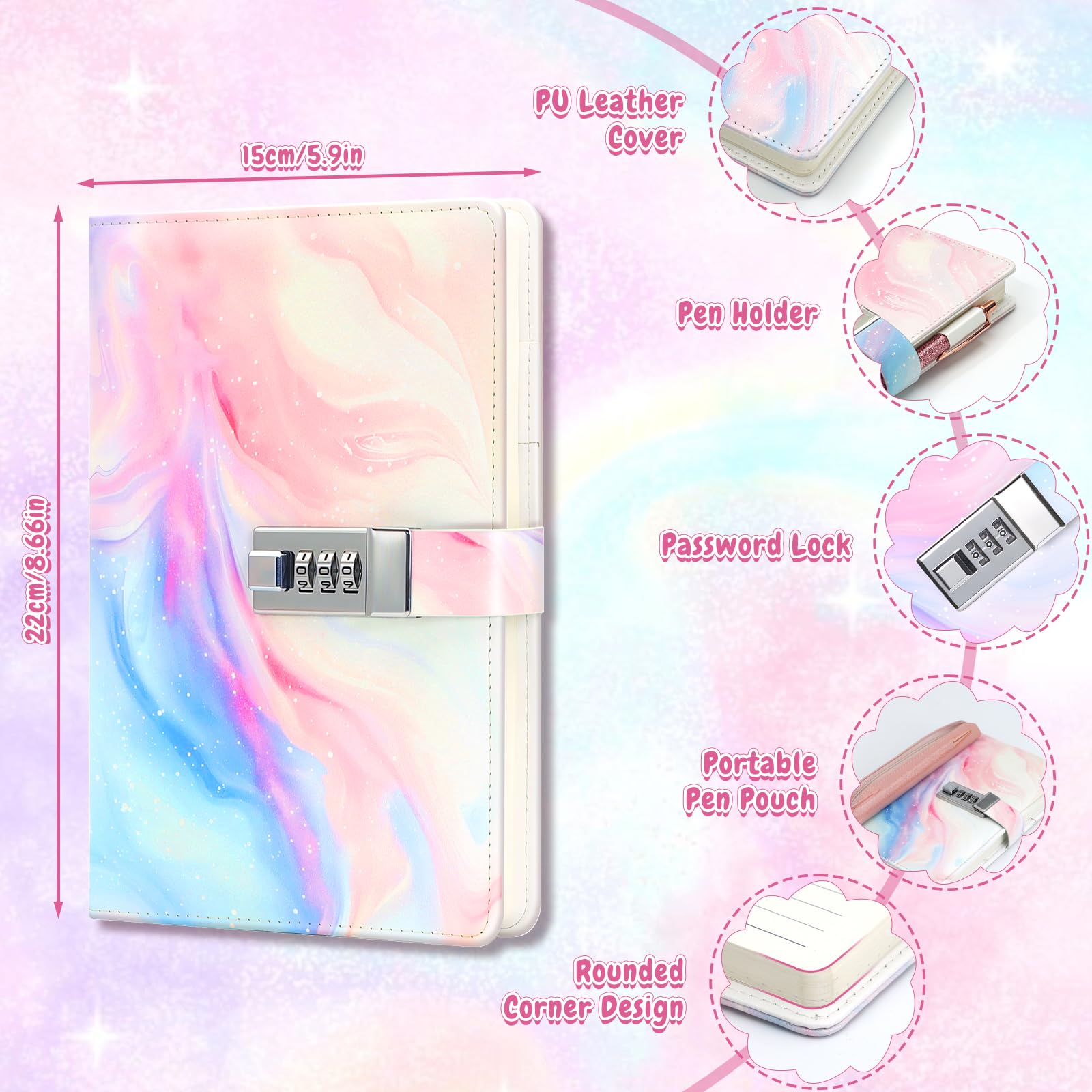 MoeQuliee Secret Diary for Girls Girls Diary for 6 7 8 9 10 11 12 13 14 Years Old - Image 3