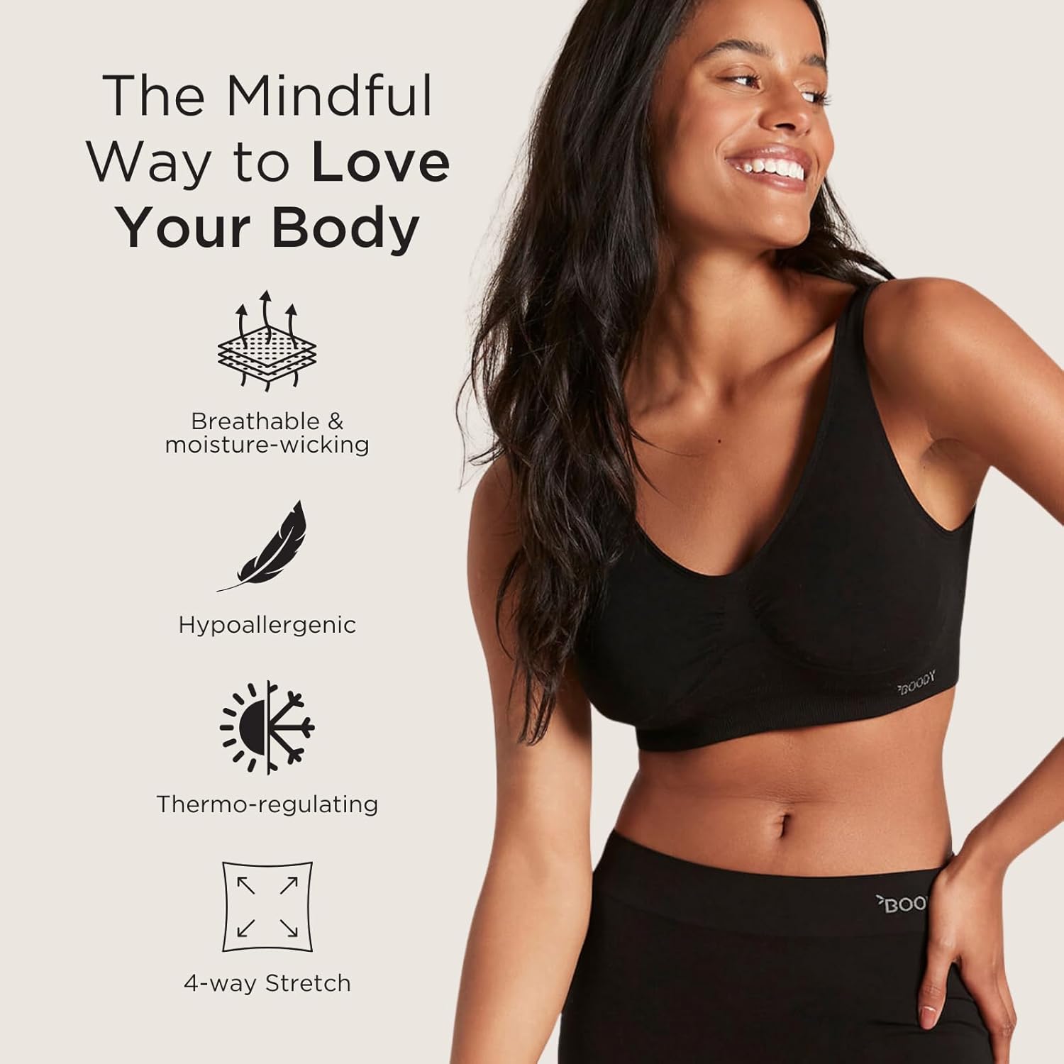 Boody -Seamfree Padded Crop Bra- Seamless Bralette- No Clips, Fastenings, Wires - Bamboo Viscose-Light-Medium Support-Pull-On - Image 5