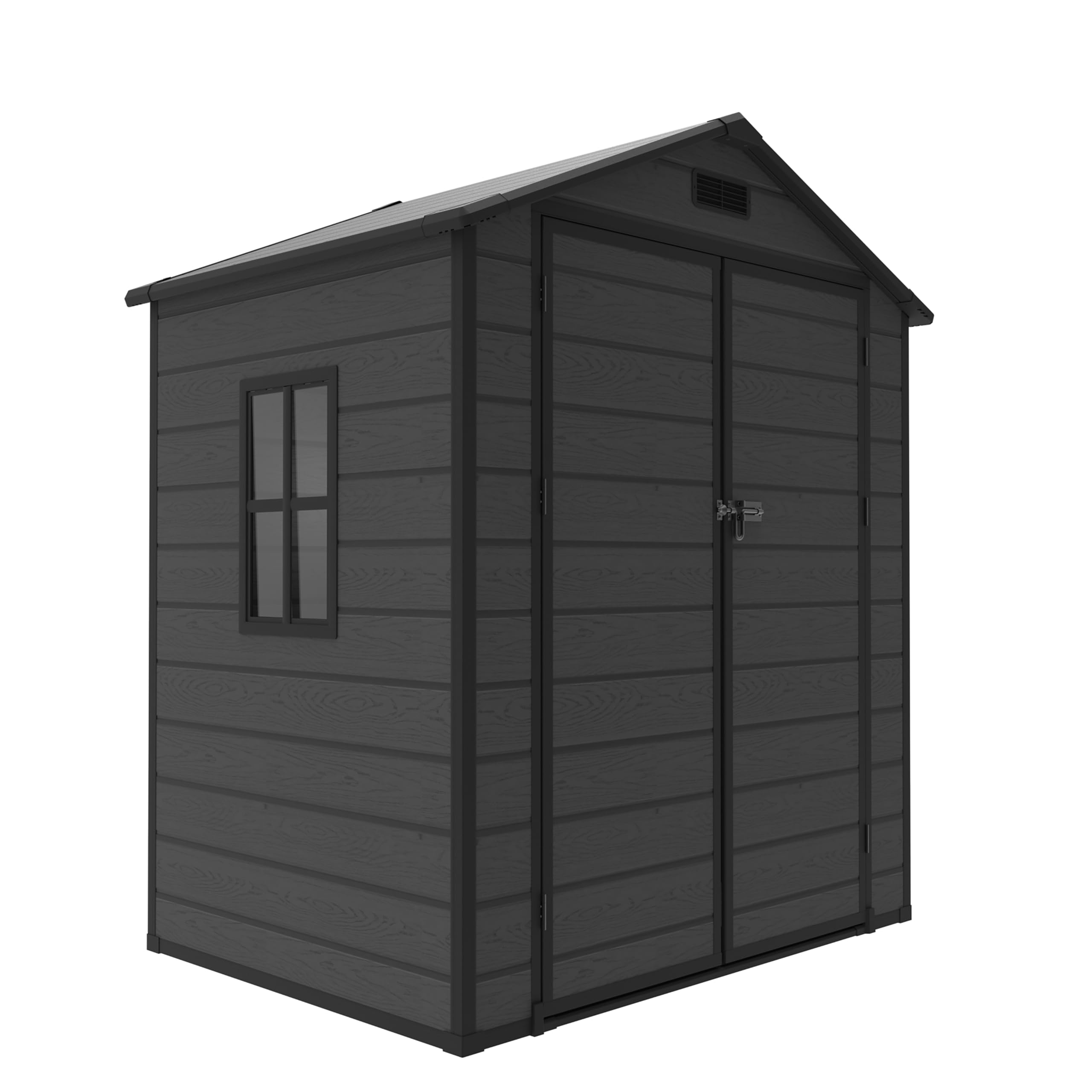 Koll Living Gartenhaus Norvik | 181 x 135 x 210 cm, 2 m² Grundfläche | Schwarz | mit Doppeltür, Fenster und Belüftungsystem | abschließbar | UV- & witterungesbeständig