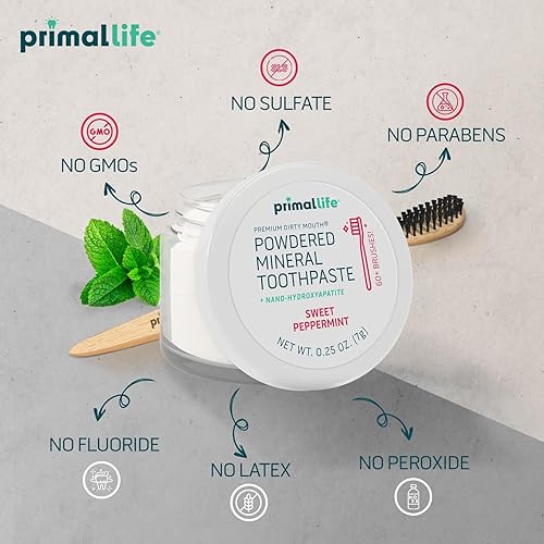 Miniatura 6 de Limpiador dental natural Dirty Mouth, en polvo, tamaño mini, suavemente pule, desintoxica, remineraliza y fortalece los dientes, mejor que la pasta