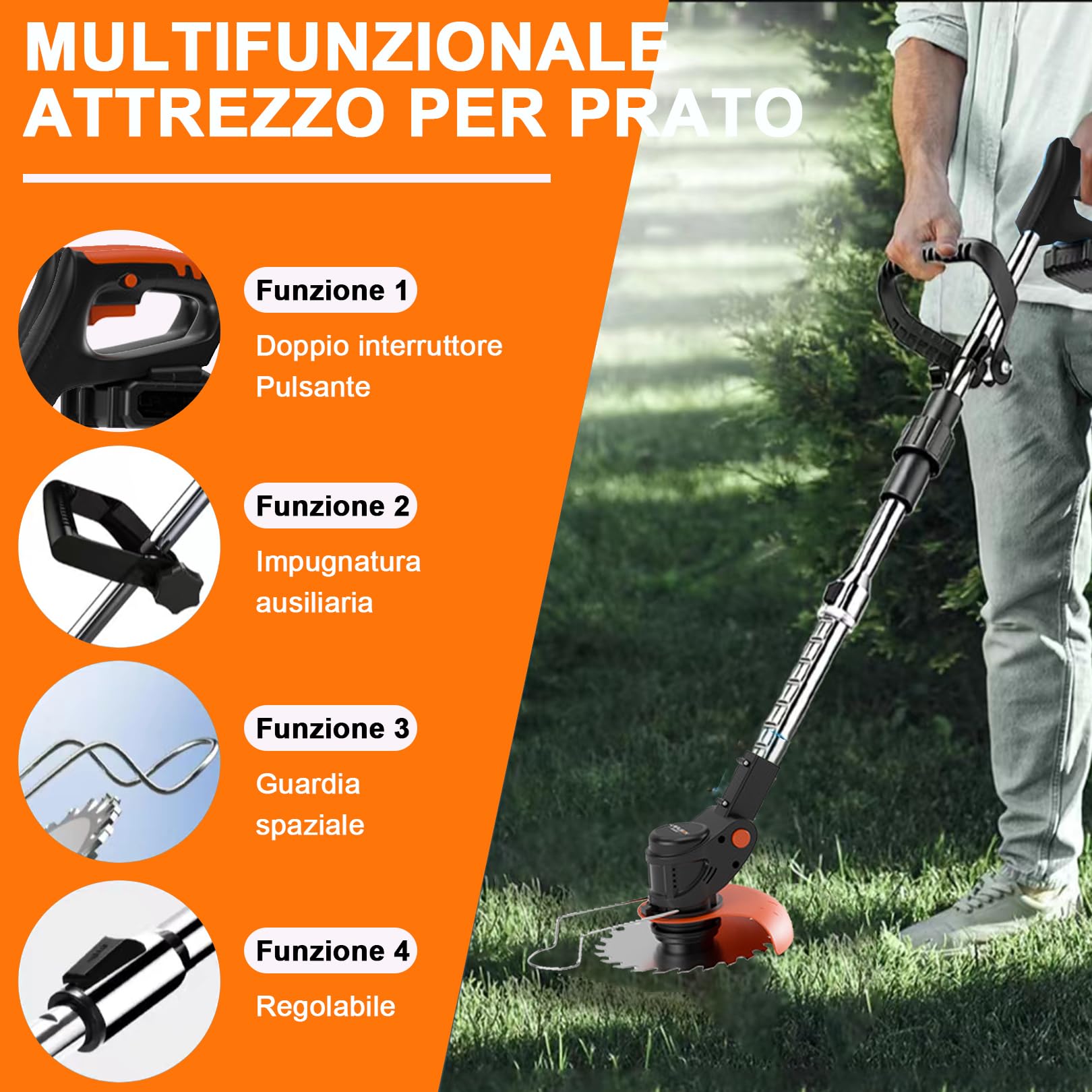 Desbrozadoras electrica, Desbrozadora Batería, Cortabordes Bateria 21 V, Cortabordes electrico 4 en 1,Desbrozadora Longitud retráctil, Adecuado para Jardines, céspedes,Villas. — view 6