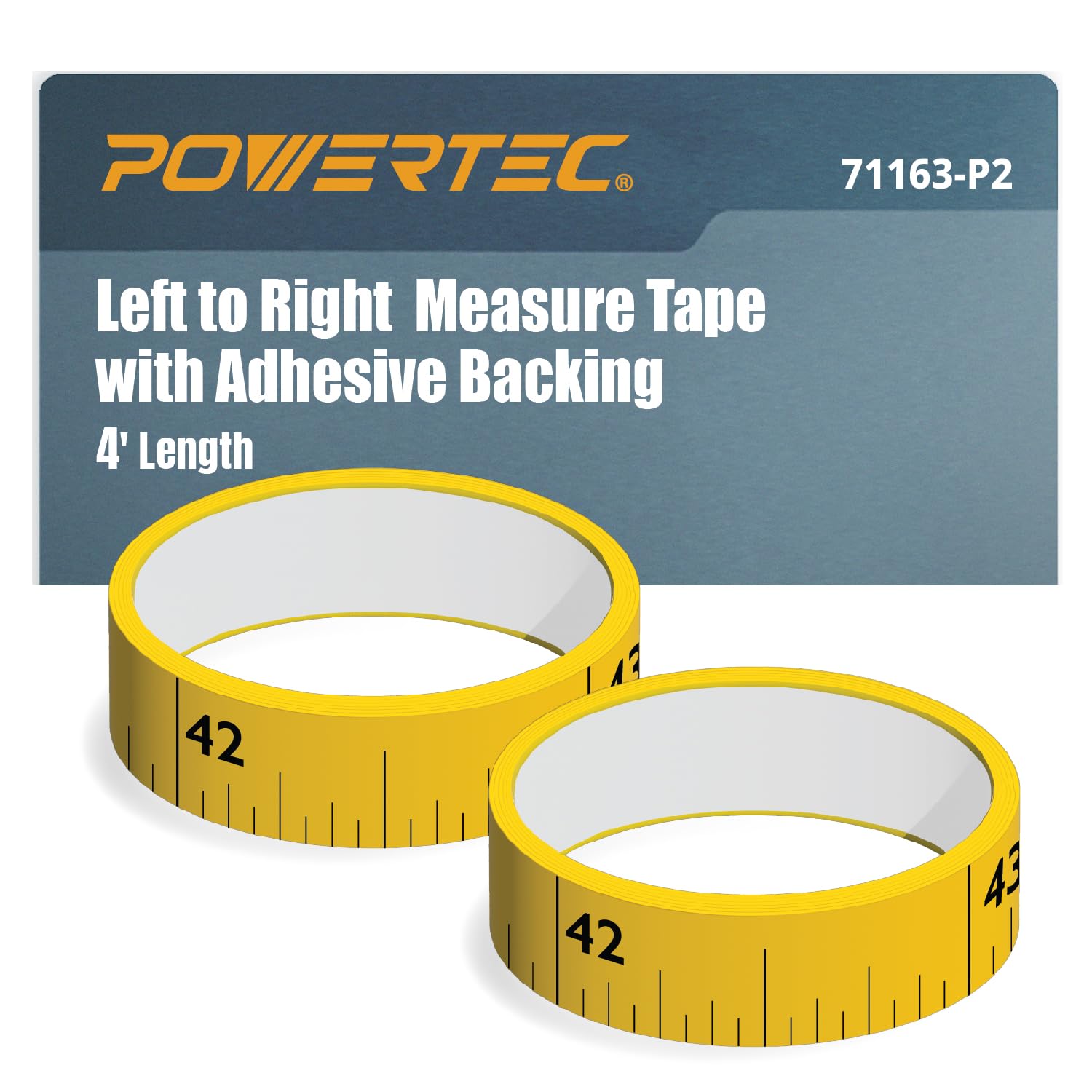 Ruban à mesurer gauche à droite POWERTEC 71163-P2 adhésif de 1,2 m pour règle de table