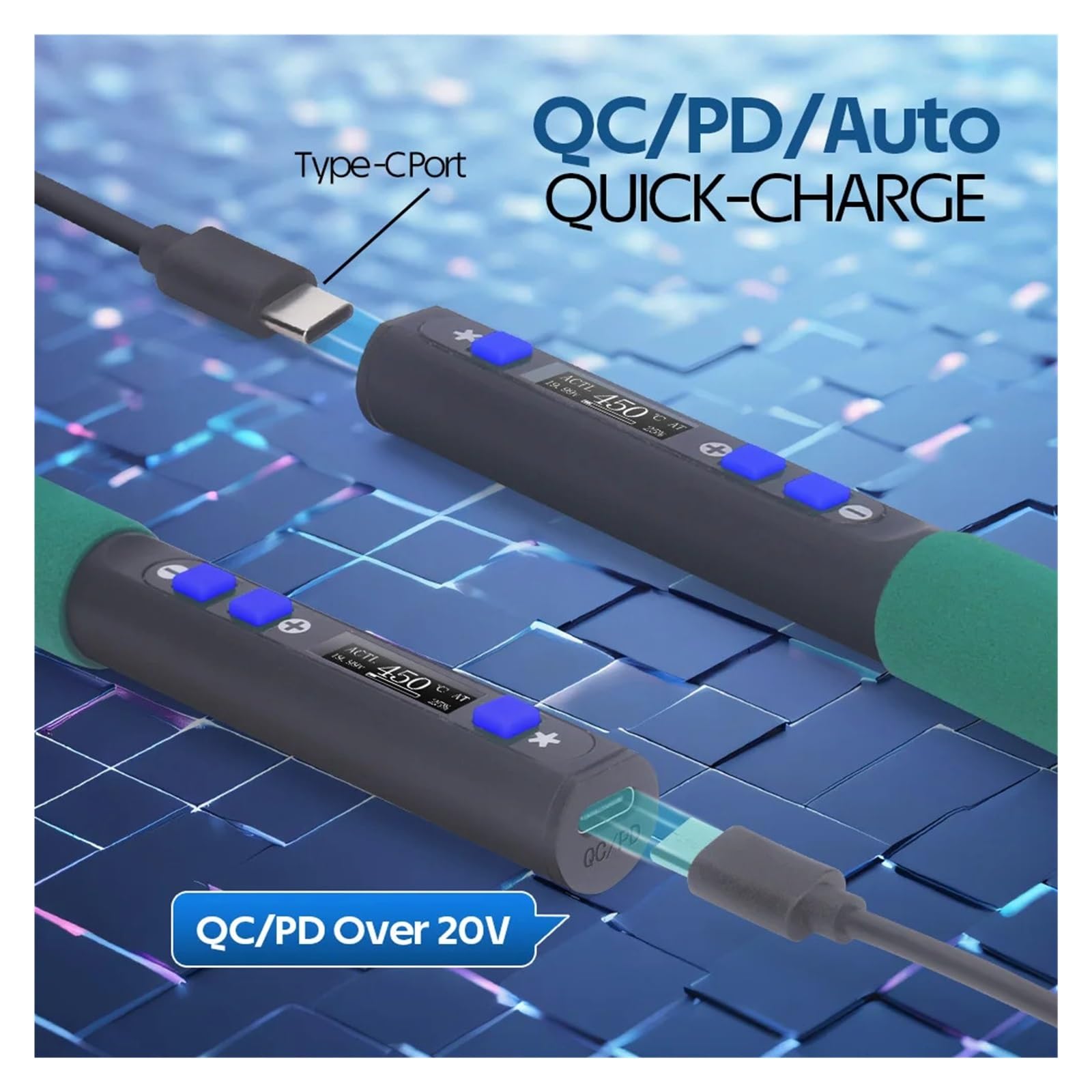 Soldador Portátil Con Calentamiento Rápido Y Ajuste De Temperatura, Compatible USB-C Tipo C, Carga Rápida Calentamiento Preciso(Set2)