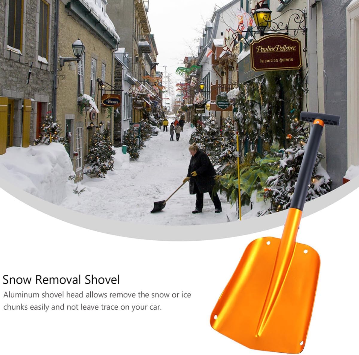 Car Emergency Snow Shovel with Aluminum Folding Spade and Carry Bag, Wide Metal Snow Removal Shovel for Vehicle Outdoor Travel and Ice Scraping