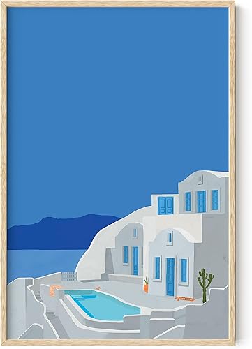 Vista 316 de HAUS AND HUES Evil Eye Decor - Navy Blue Wall Art, Evil Eye Wall Decor, Mykonos Artwork, Evil Eyes Print, Big Eyes Painting Print, Evil Eye Poster