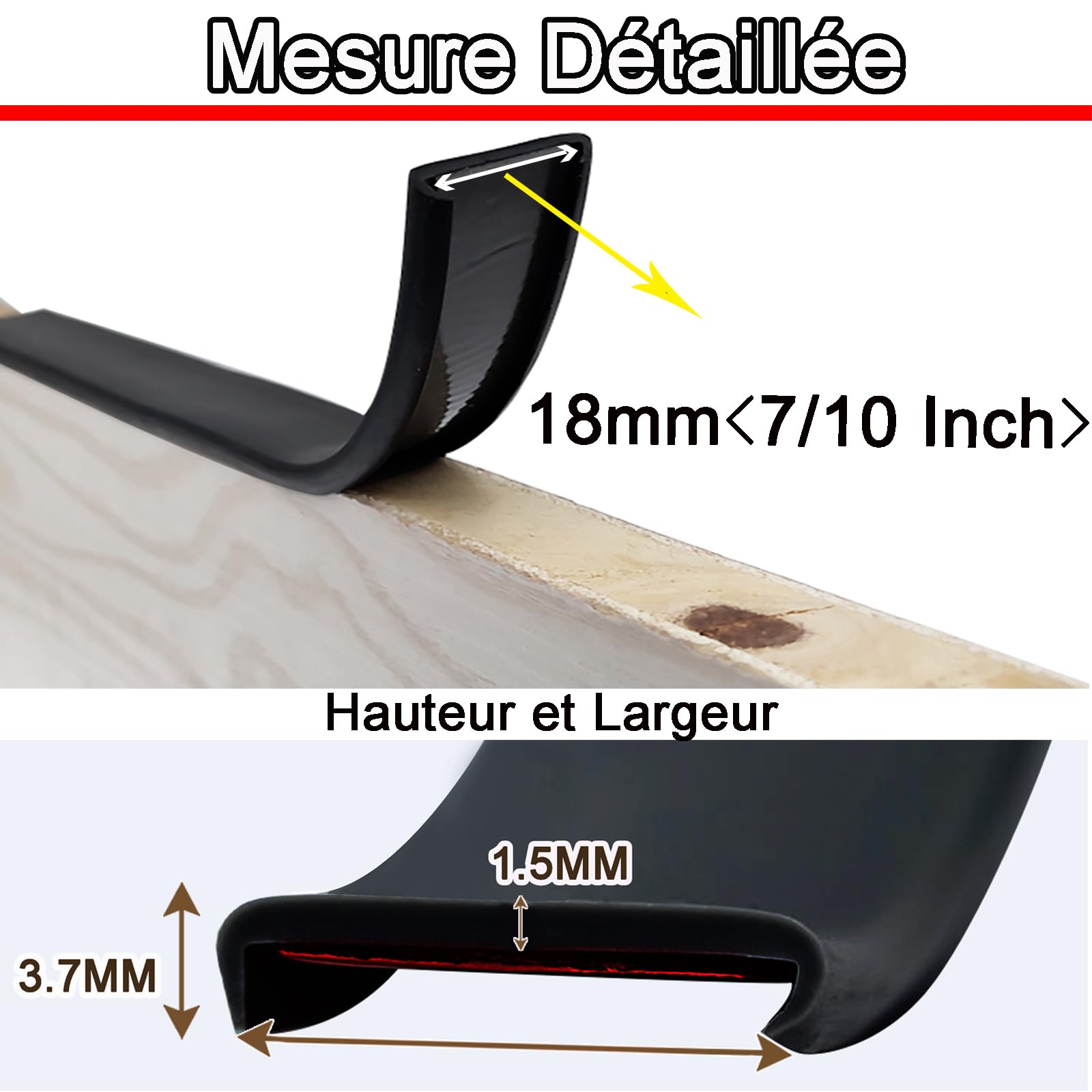 GELUNBIY U Shape Flexible Self Adhesive Furniture Edging Tape Soft PTE Edge Tape Peel and Stick