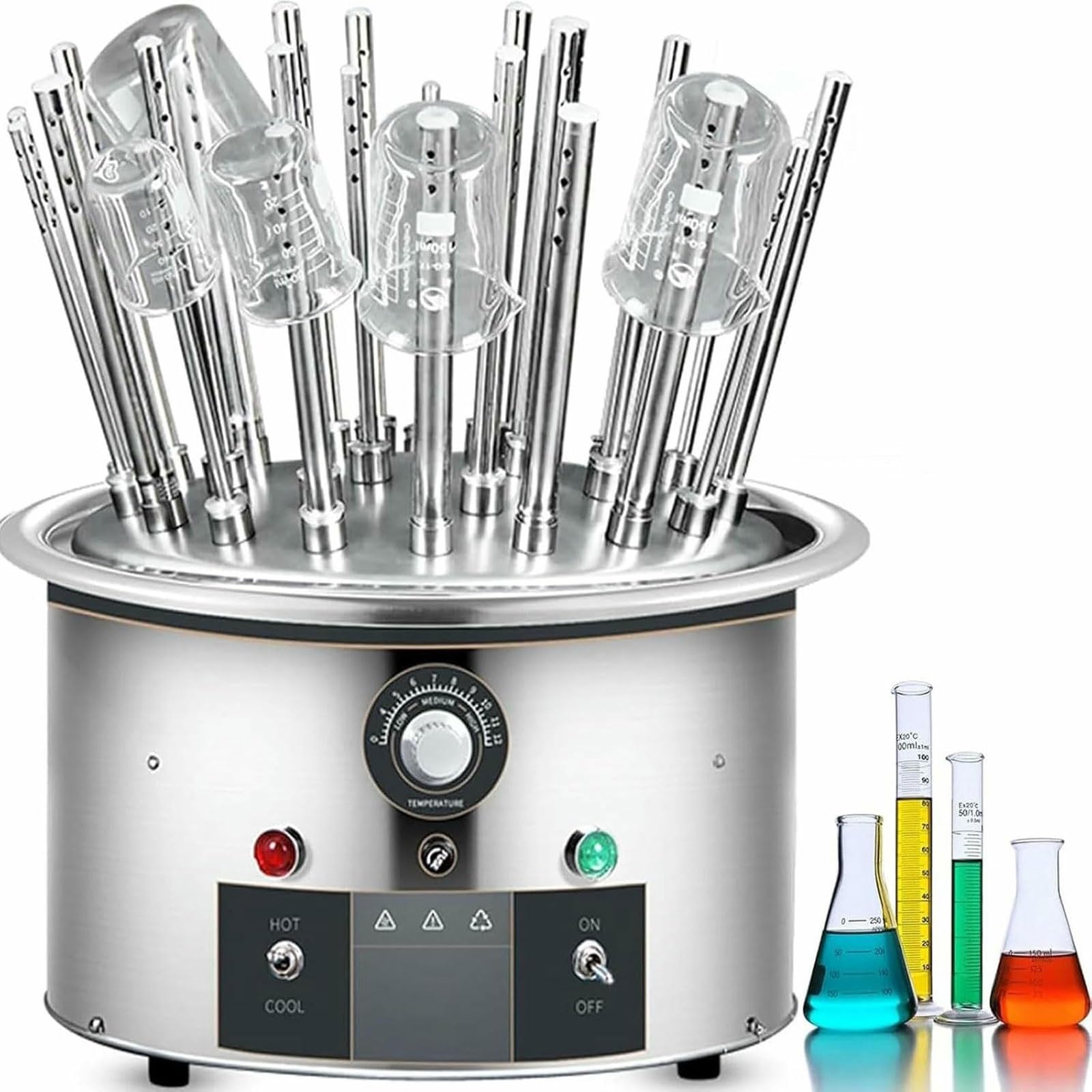 Essiccatore elettrico per vetreria, in acciaio inox, per tubi e bicchieri, 12/20/30 fori, temperatura regolabile 40-120 ℃, tempo di asciugatura 8-10 minuti