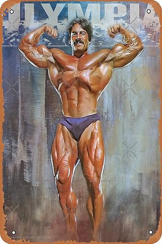 NIUMOWANG Mike Mentzer Mr Universe - Póster de metal para culturismo, 8 x 12 pulgadas, diseño de cueva para hombre, estilo retro, vintage