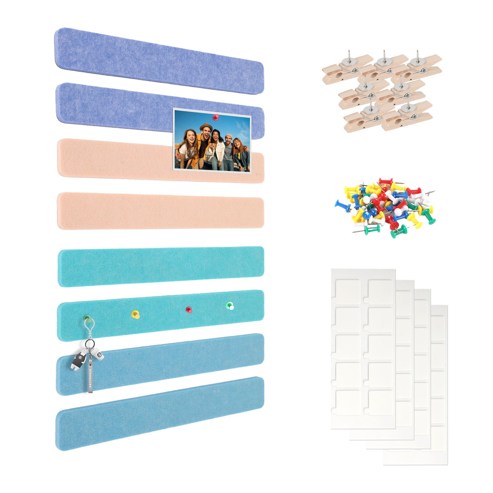 Felt Pin Board Strips Bulletin Board, 8 Pack Notice Board Alternative