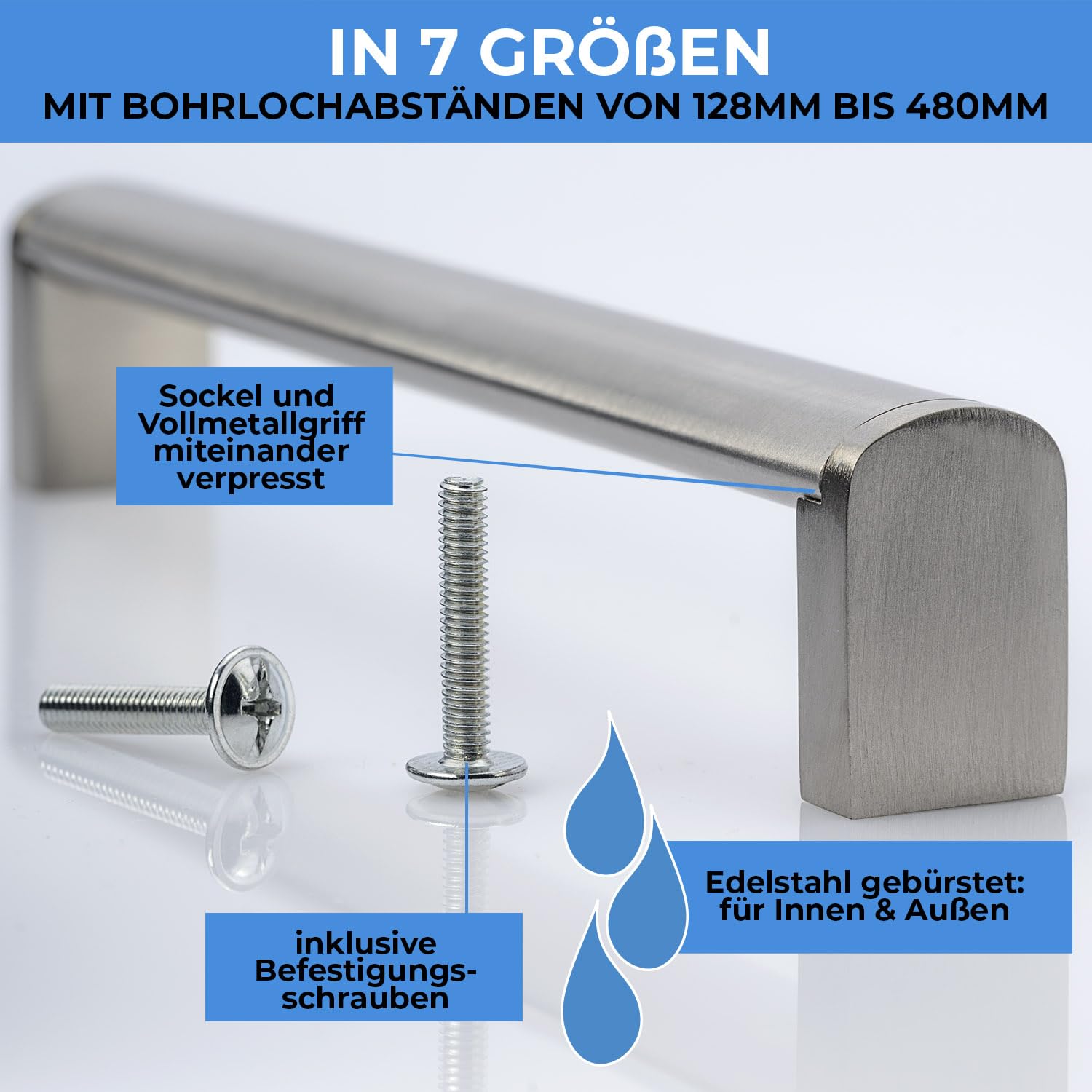 Stahlia Uchwyty meblowe ze stali nierdzewnej, 160 mm, owalne (15 sztuk)