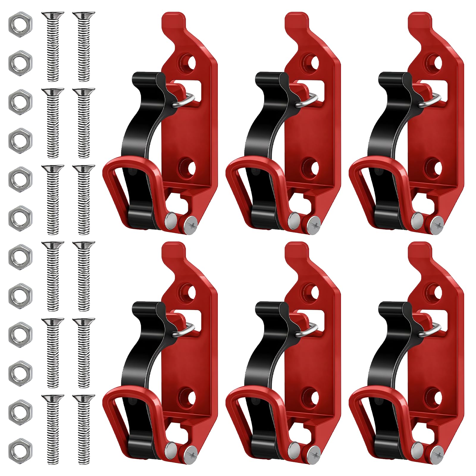 Supporto per pala per barre portatutto, 6 pezzi, supporto per pala per portapacchi in metallo, in gomma, accessori per camion con viti e dadi, supporto pala per barre (rosso)