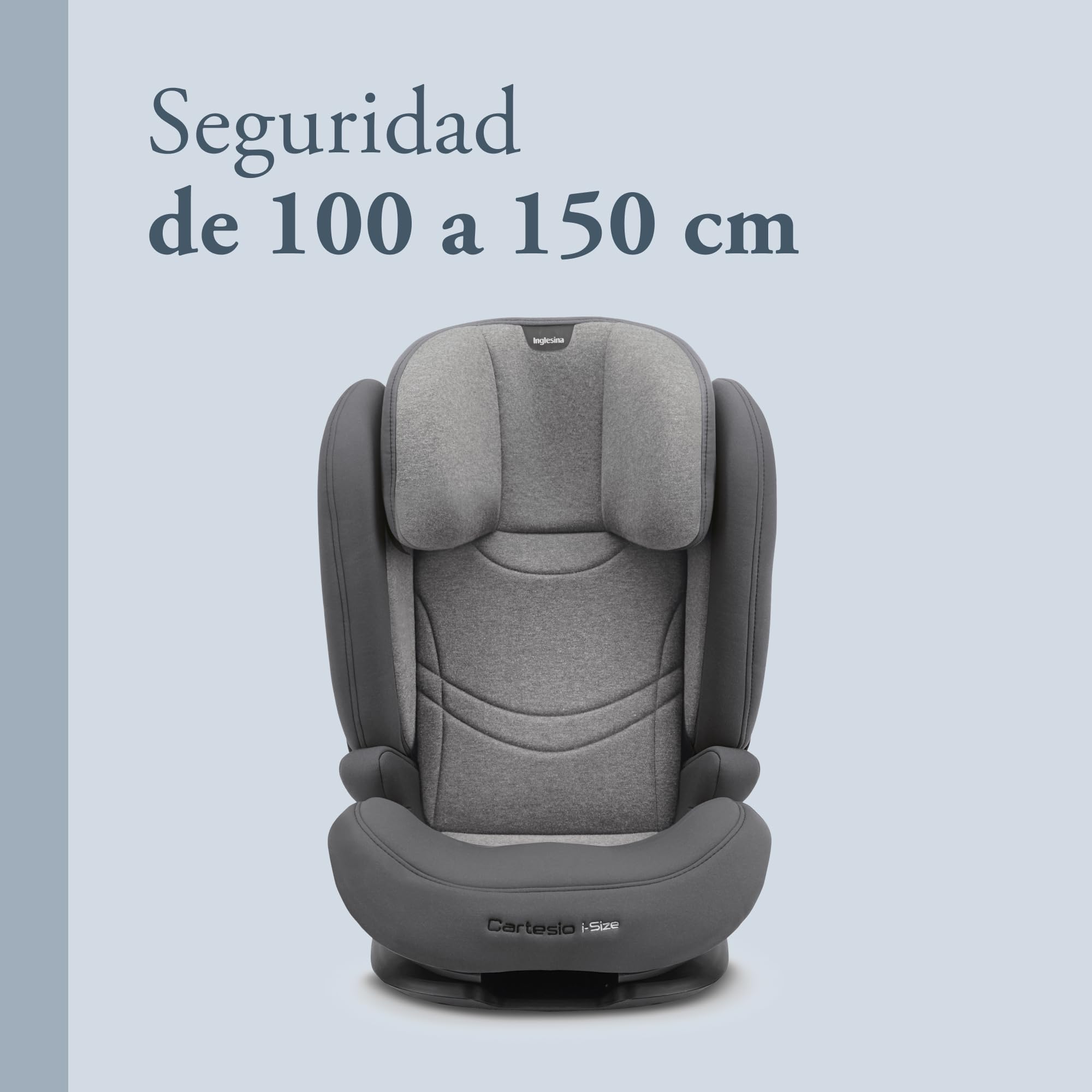 Inglesina Cartesio i-Size, Silla de coche Isofix, para Niños de 3 a 12 años aproximadamente, de 100 a 150 cm, color Stone Grey