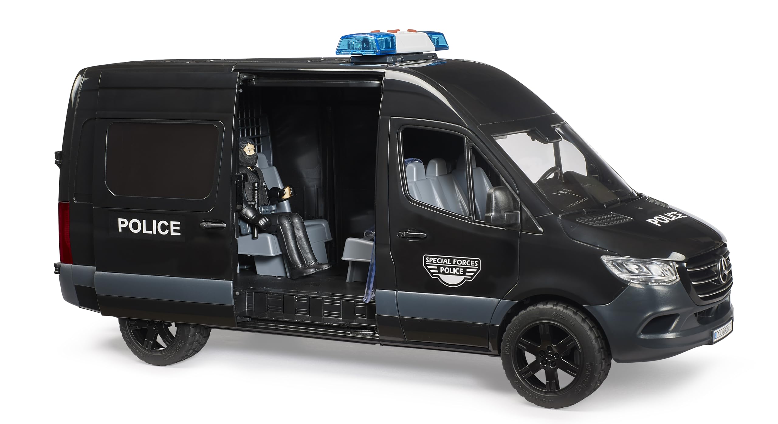 bruder 02685 - MB Sprinter Polizia Forze Speciali con personaggio - Veicolo, auto della polizia, intervento, unità speciale, giocattolo