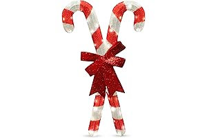 JOIEDOMI Christmas Candy Canes Tinsel Yard Light Decorations, Illuminating Your Holiday with...