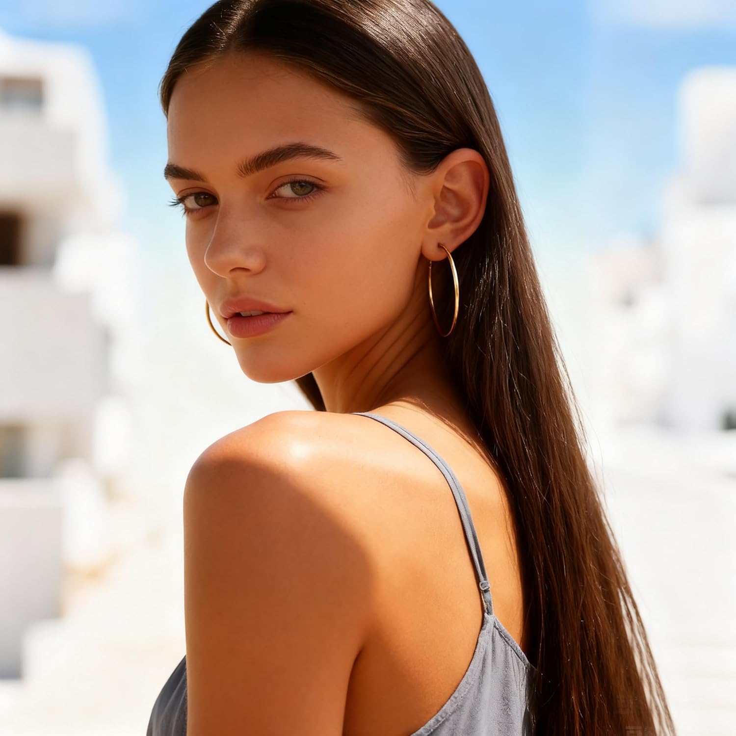 6 Pairs Hoop Earrings for Women, 14K Gold Plated Hoop Earrings Set Hypoallergenic Earrings Large Small Hoops Jewelry for Gifts - Image 4