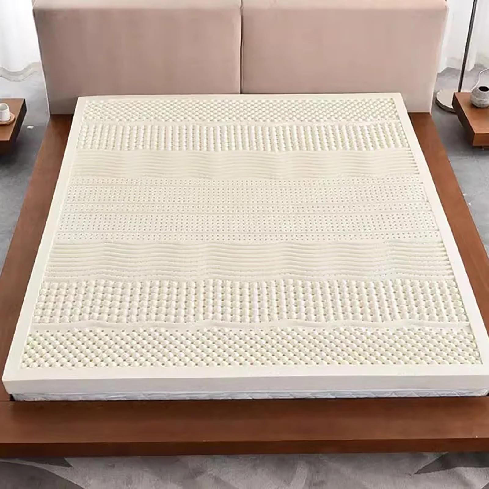 NaKeah 100 Natural Latex Mattress Medium Firm Feel Mattress Topper for Back Pain with Removable Cover Pressure Relieving