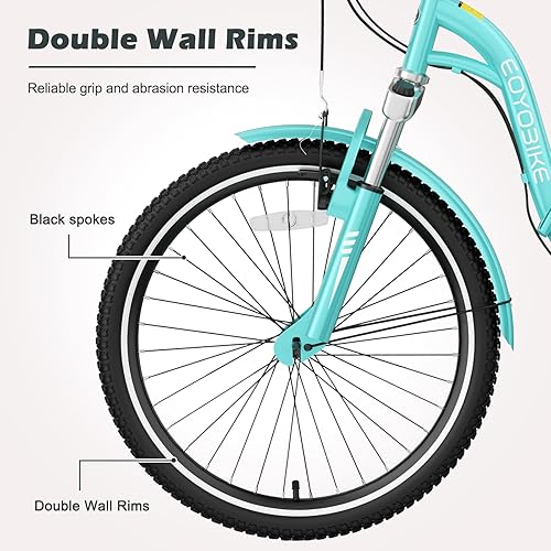 Miniatura 4 de H&ZT Triciclo para adultos, bicicleta de 3 ruedas, triciclo crucero, con engranaje de 7 velocidades, mango de freno de estacionamiento, escalón