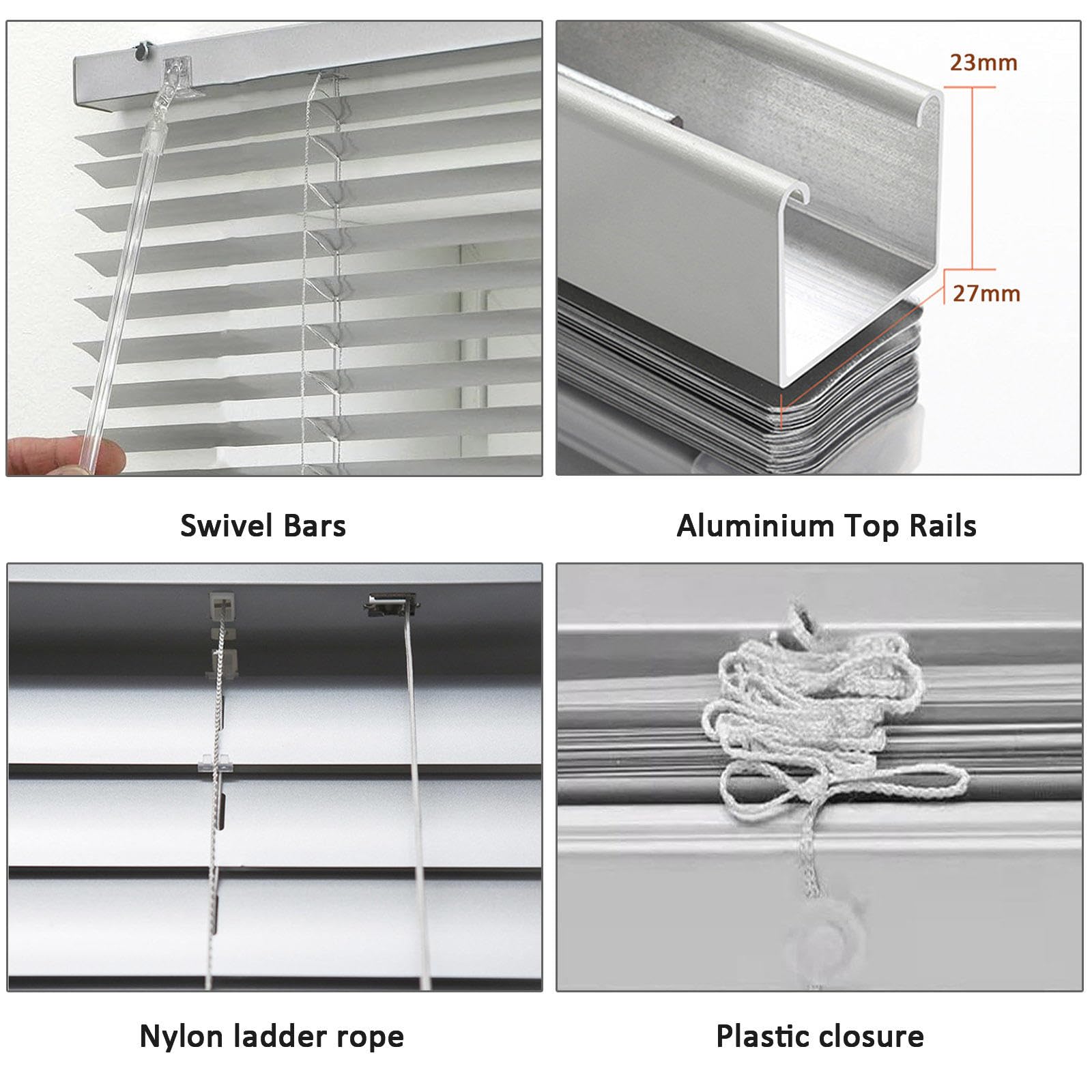 Persianas Venecianas Metálicas De Aluminio,Lamas De 25mm,Persianas Horizontales De Oscurecimiento Para Ventanas,Persianas Metálicas De Ajuste De Luz Anti UV,Fácil Ajuste,WxH-100x200cm/39.5x79in