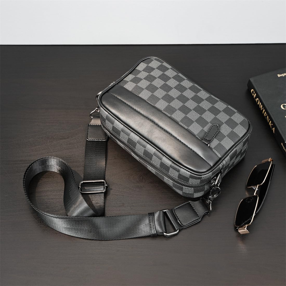 Men's Genuine Leather Crossbody Bag, Trendy Messenger Sling Bag for Commuter Casual All-Match Daily Use Gift Box