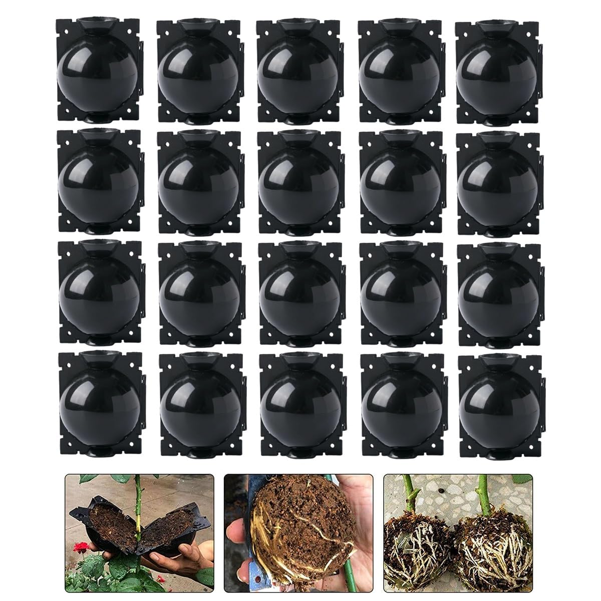 MEKLITRZ 20 Pack Plant Root Growing Box Reusable High-Pressure Propagation Root Ball Rooting Ball Grafting Tools for Trees Flowers