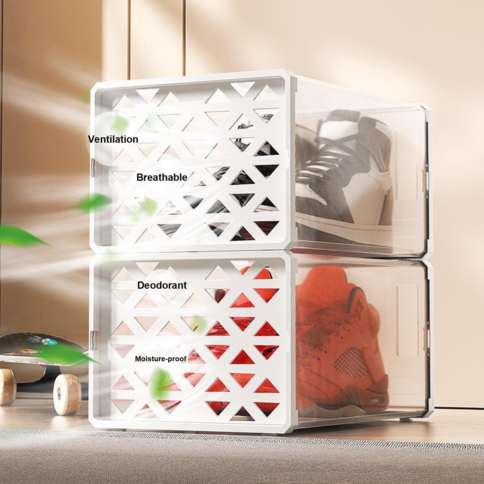 Stapelbare Schuh-Aufbewahrungsbox, staubdicht, platzsparend, faltbar, Schuhbehälter für Stiefel, Loafer und Sportschuhe – perfekt für Zuhause