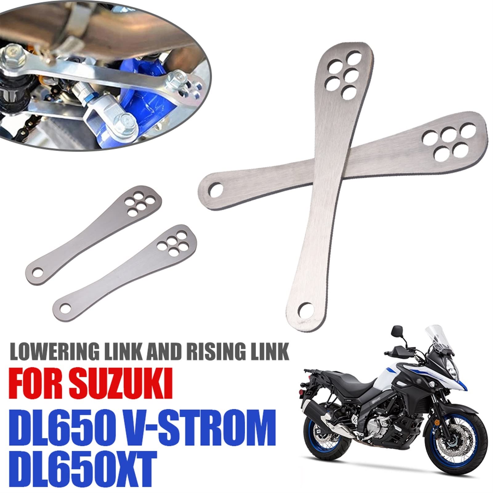 Liens ascendants d'abaissement de moto, for Suzuki, DL650 v-strom 650 XT DL650XT VStrom DL 650, bras arrière, coussin de Suspension, goutte de levier Kit de liaison d'abaissement(Color:Rising L