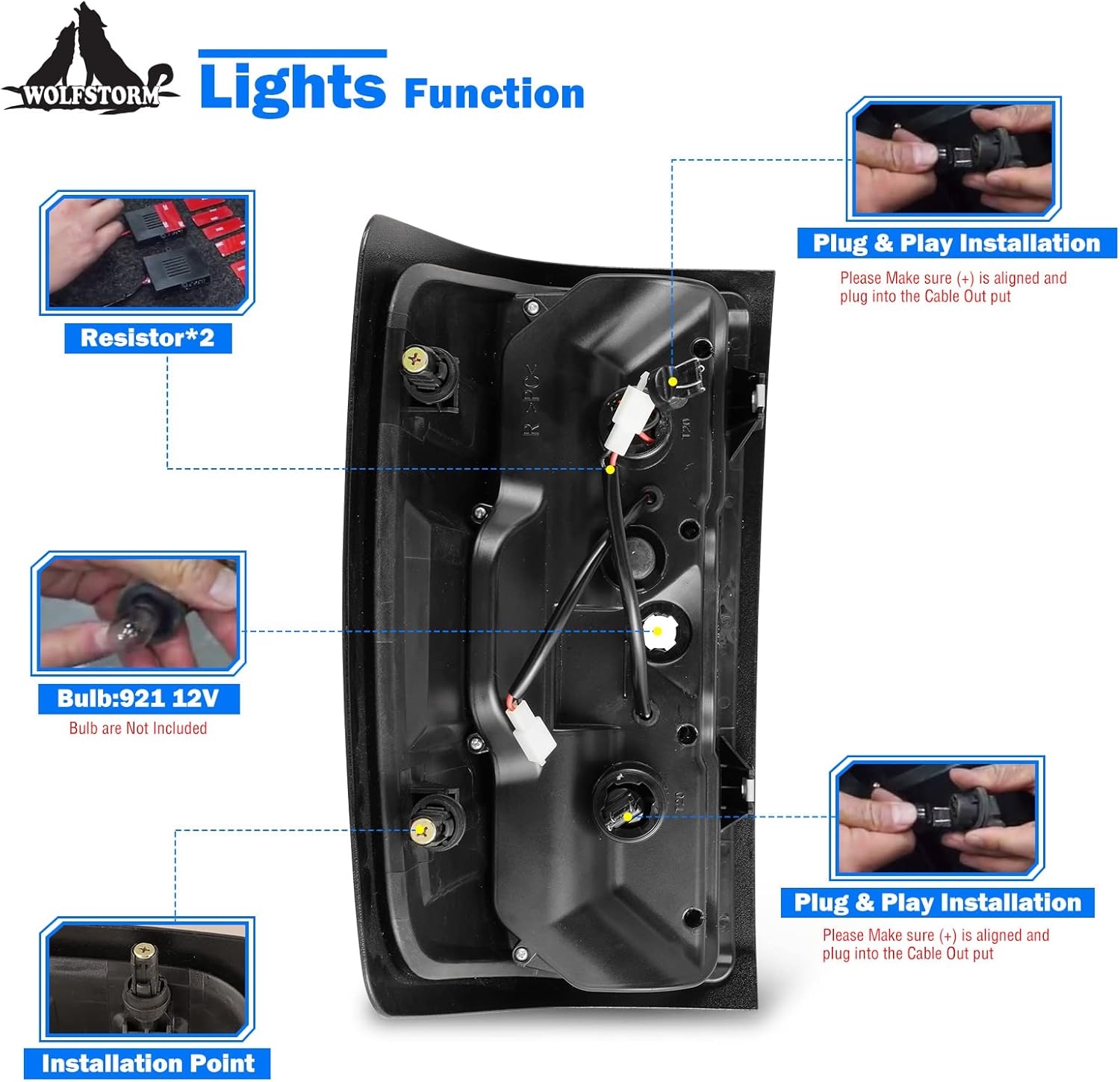 WOLFSTORM LED Tail Lights Fit for 2014-2018 Chevy Silverado 1500,2015-2018 Chevy Silverado 2500/3500HD,Not Fit Silverado with Factory LED Tail Light,1 Pair(Red Lens)