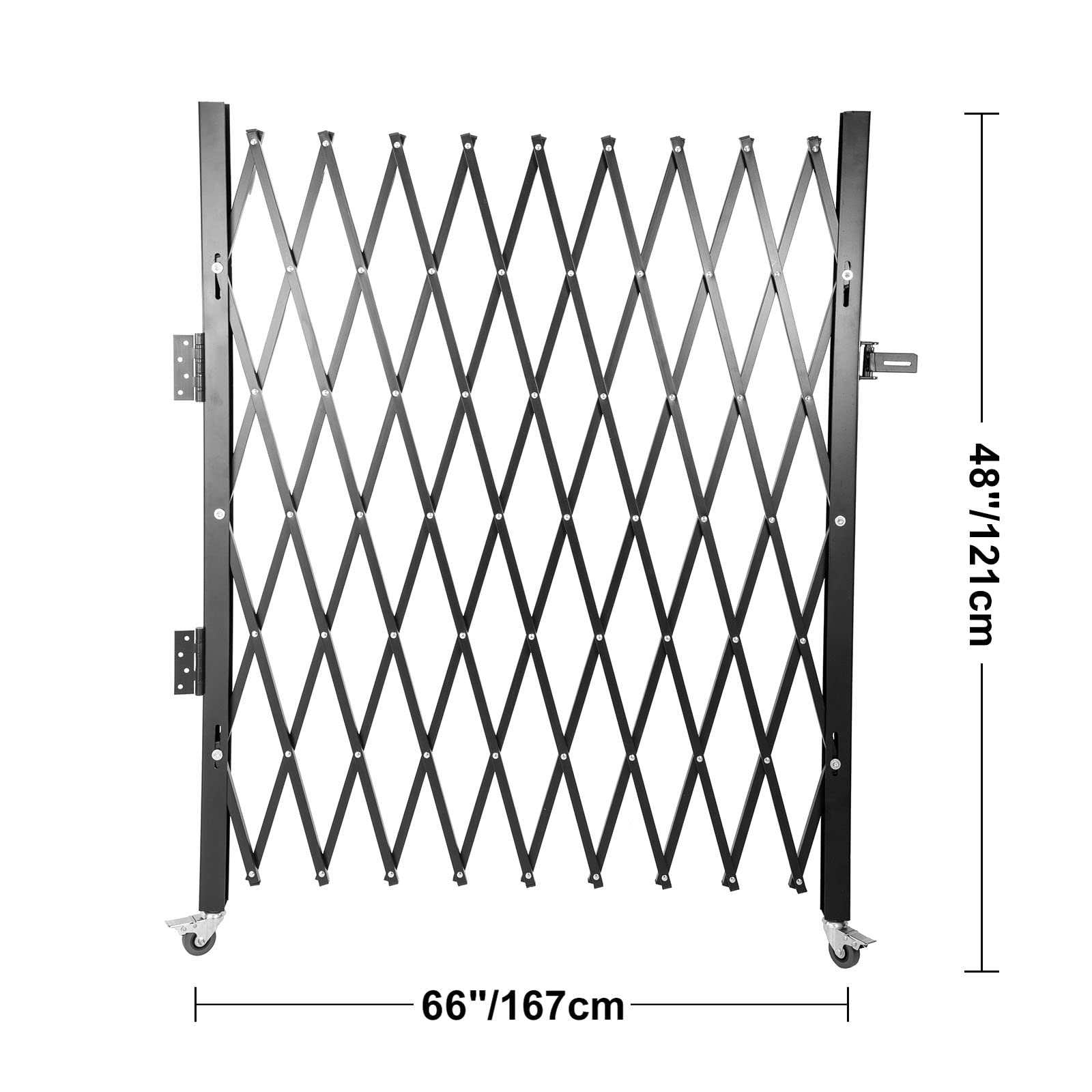 VEVOR Single Folding Security Gate, 48" H x 66" W Folding Door Gate, Steel Accordion Security