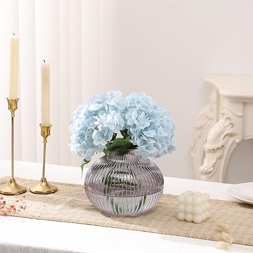 Miniatura 2 de Jarrón negro a rayas de vidrio negro, juego de 2, jarrón alto de vidrio, jarrón moderno, jarrón acanalado, jarrón decorativo para flor, jarrón