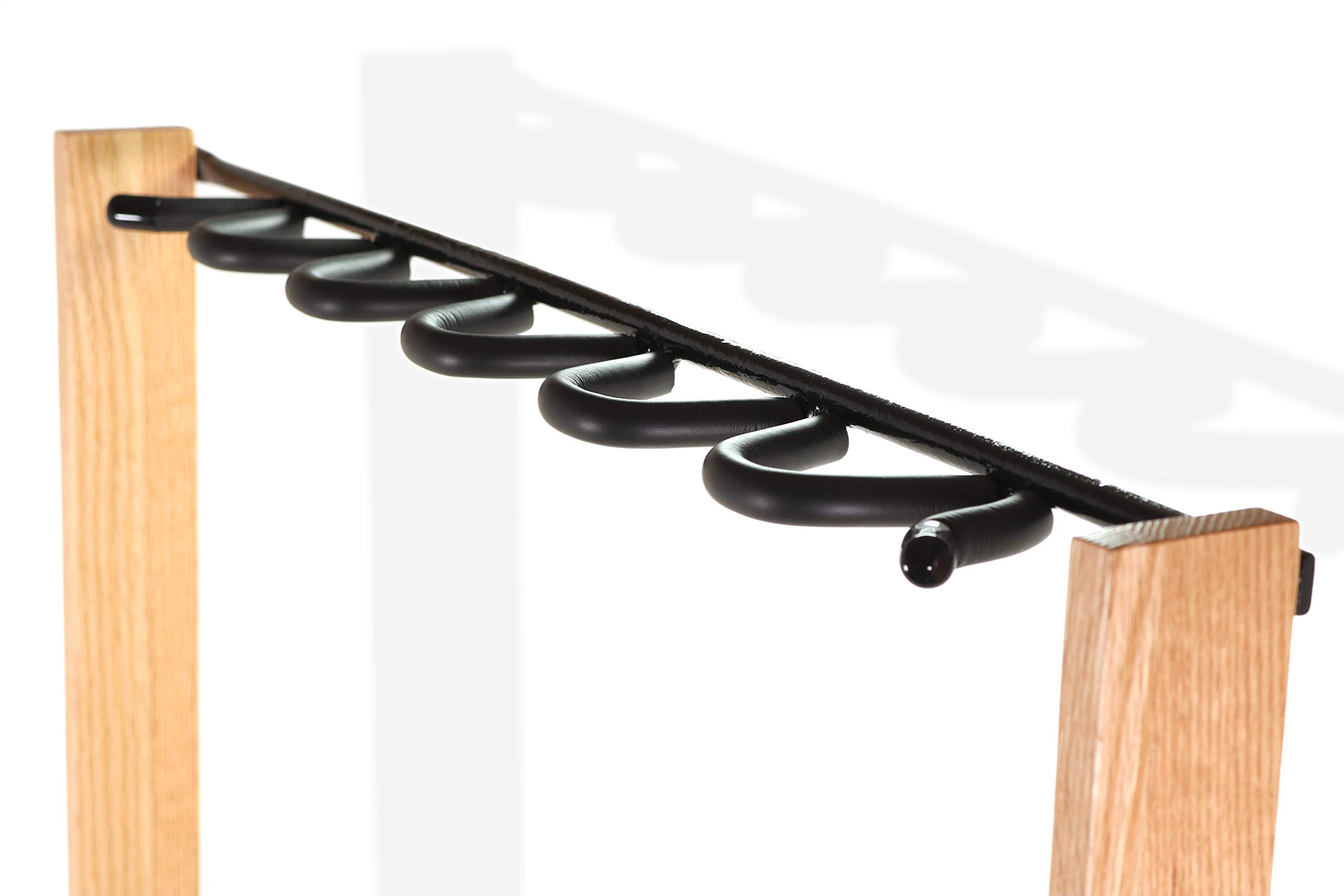 Espositore per chitarre in legno, per chitarre acustiche, elettriche e bassi, per casa o studio, supporto multiplo in rovere massello, con pulitore per corde incluso