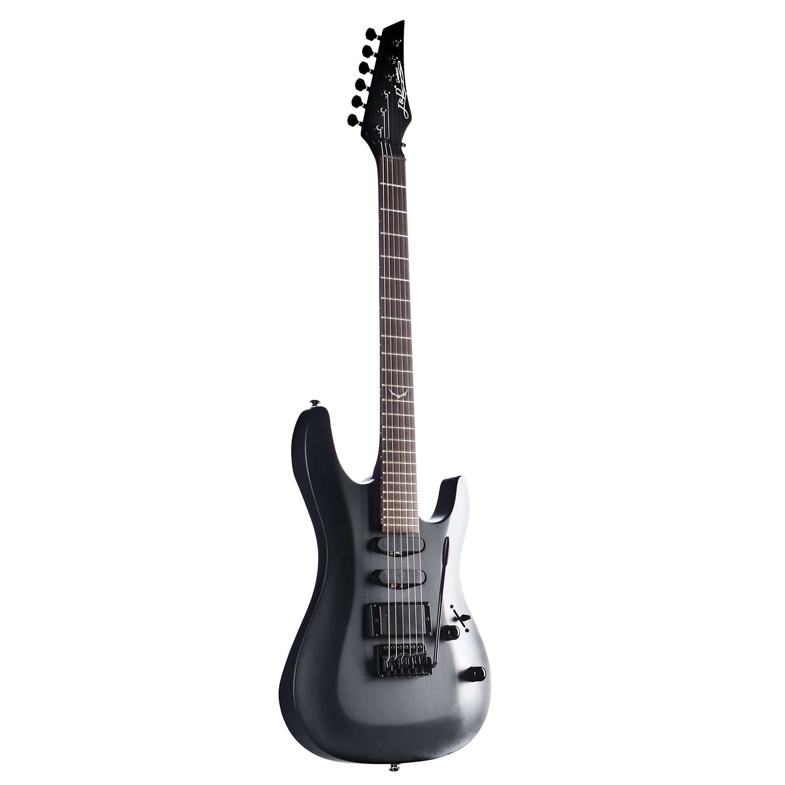 J & D 905 HSS Bat Mark Goth Black E-Gitarre mit HSS-Tonabnehmersetup und Vintage Vibrato