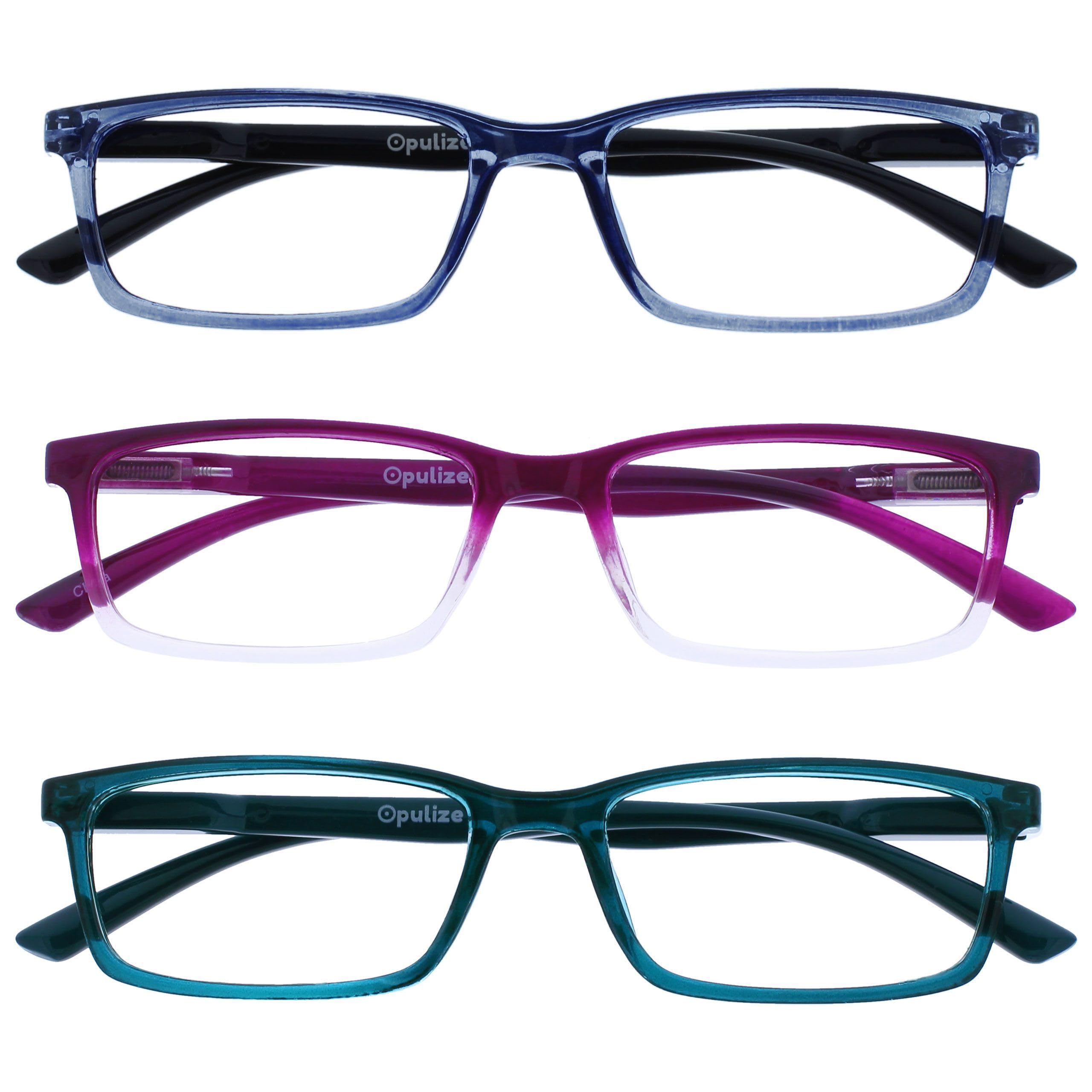 OPULIZE See Gafas Lectura Filtro Luz Azul x3 Estrecha Bisagras de Resorte Mejoran Sueño Reducen Dolor de Cabeza Ordenador Videojuegos Antirreflejante Azul Morado Turquesa Hombre Mujer BBB9-35Q +2.00