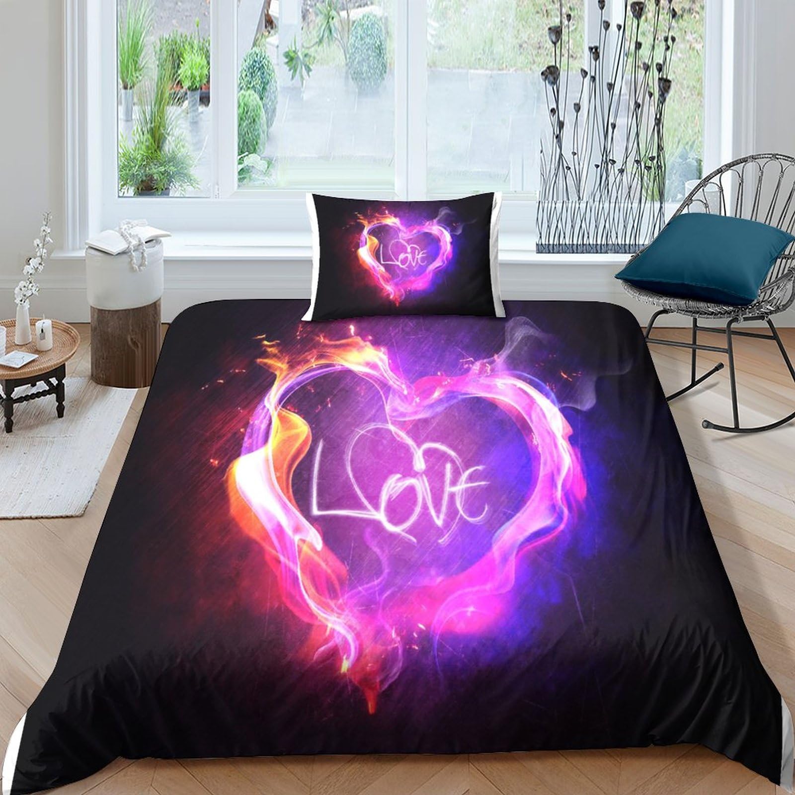 Housse de couette impression 3D douce et respirante parure de lit microfibre 135x200