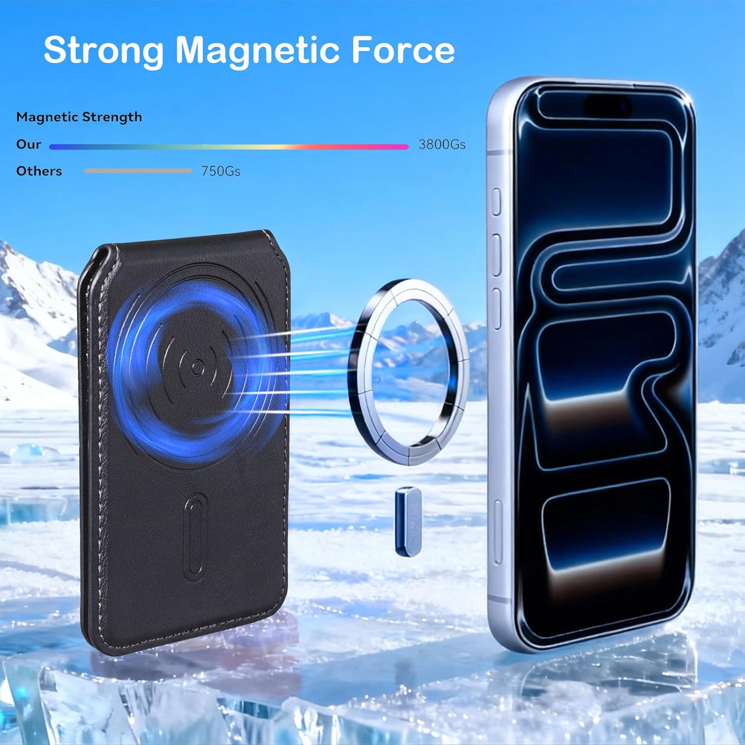 Strong Magnetic Wallet,Card Holder with Leather Stand RFID Blocking for iPhone 17/16/15/14/13/12 Series, Compatible with Magsafe Phones and Cases,Not for iPhone 13/12 Mini - Image 3