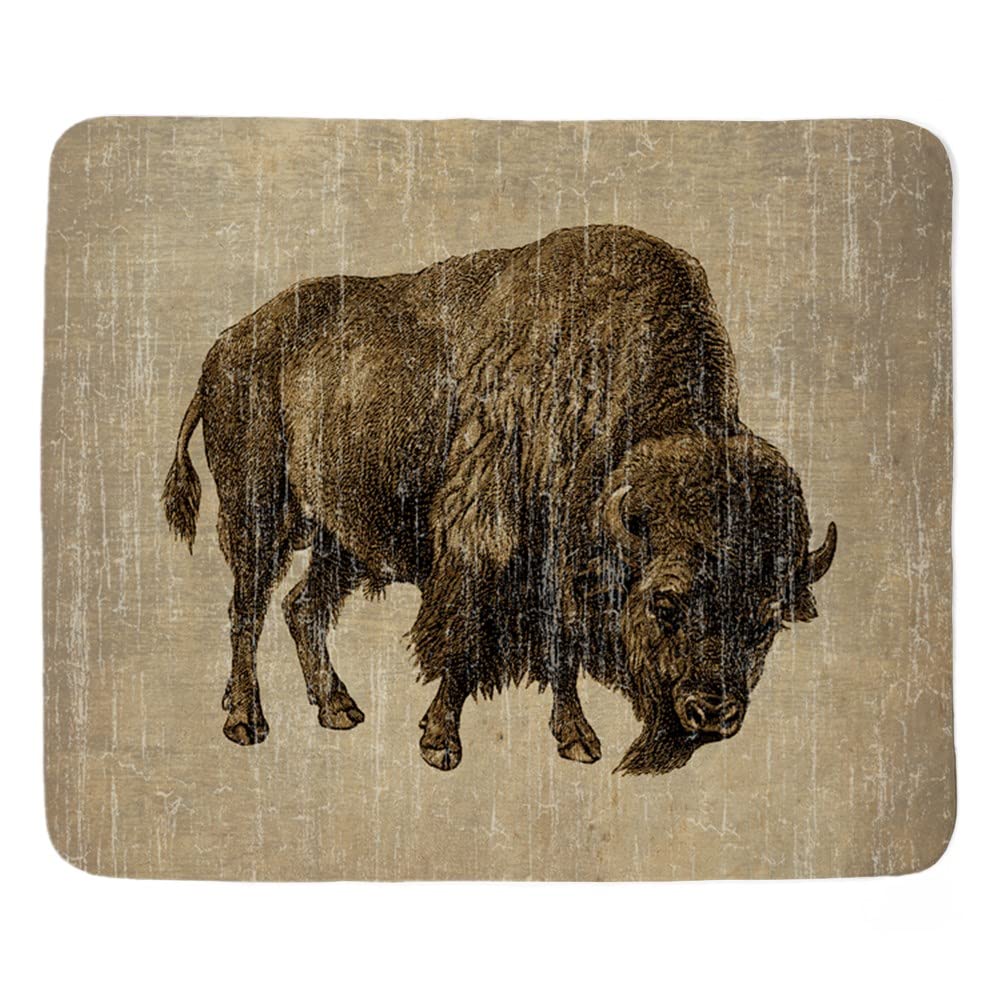 Fleece Blanket Vintage Bison Sleeping Blanket Thick Bed Blanket Lightweight Blankets For Birthday,Chairs,Gifts 50" X 60"