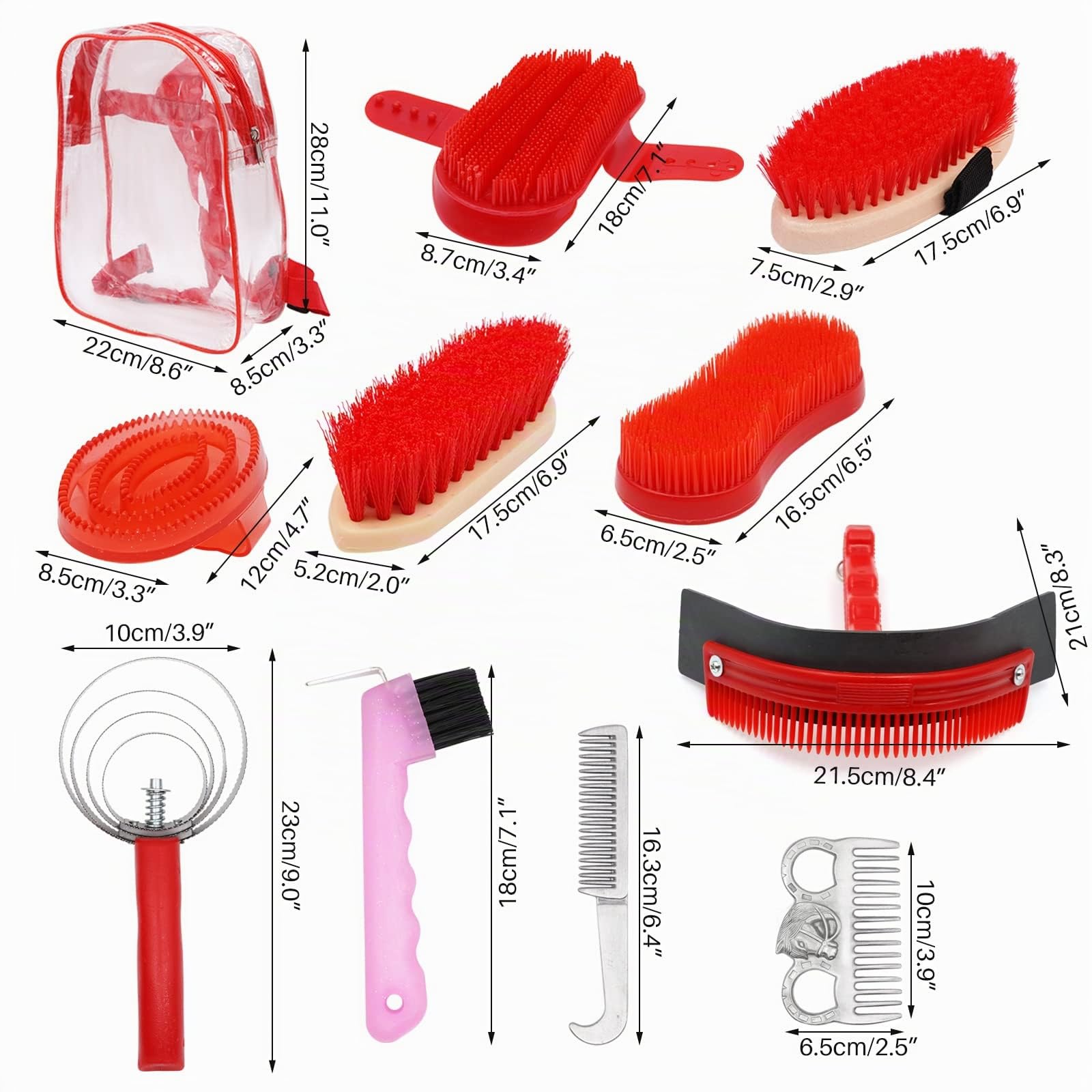 Kit De Aseo Para Caballos 10 Piezas Kit Profesional De Cuidado De Caballos, Cepillo Ecuestre, Peine De Curry, Herramienta De Limpieza De Caballos Juego De Limpieza Para Caballo o Pony