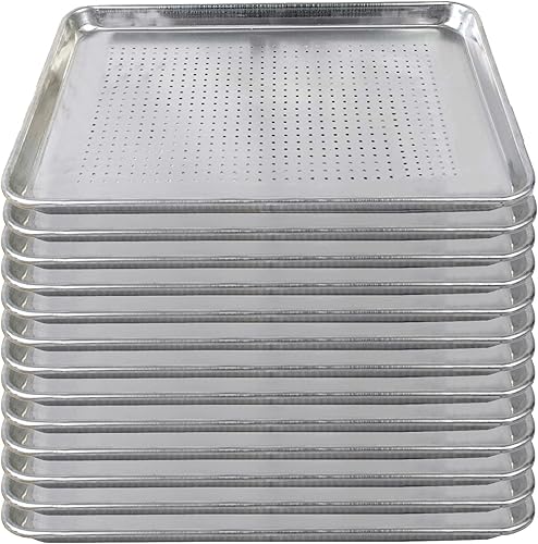 Tiger Chef Bandeja de aluminio perforada de 1/2 de tamaño medio de 18 x 13 pulgadas, para pastelería comercial, para pastelería, aprobadas por la